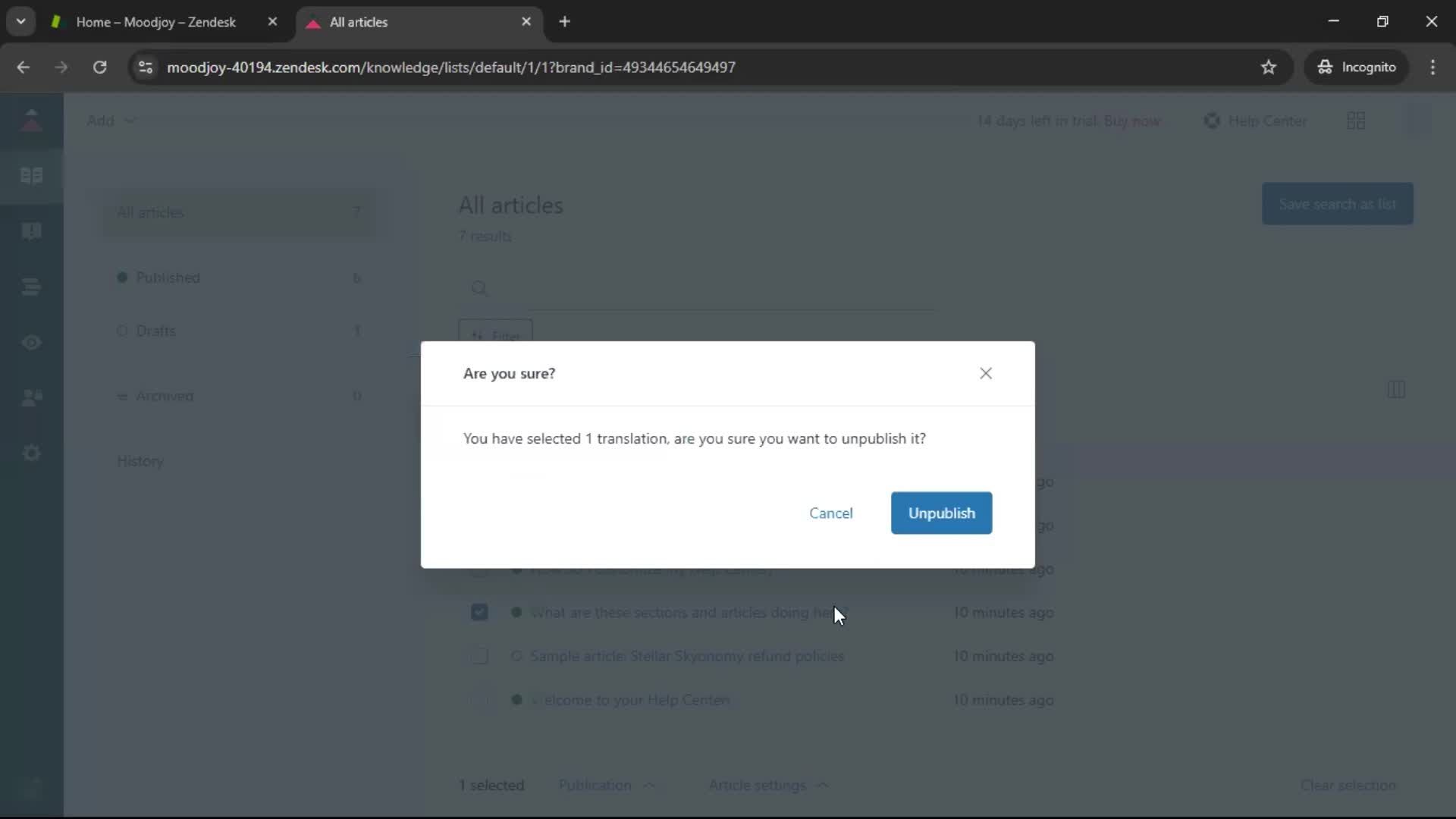 Creating a support article screenshot