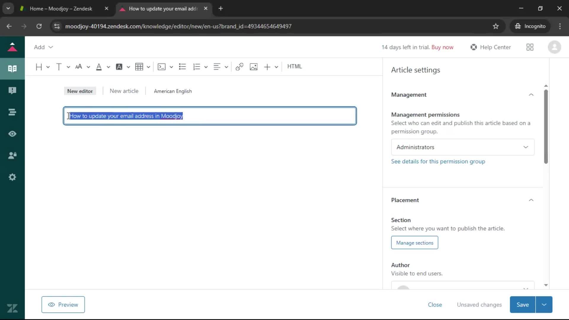 Creating a support article screenshot