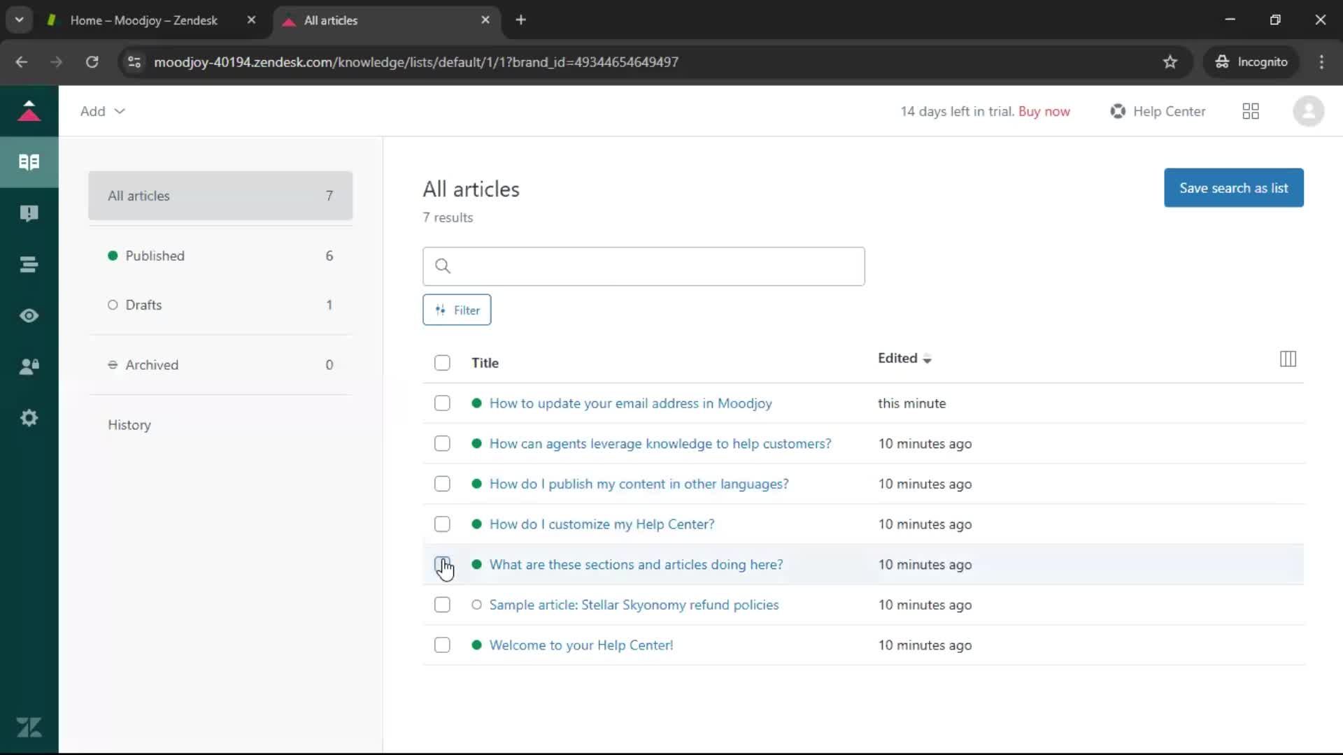 Creating a support article screenshot