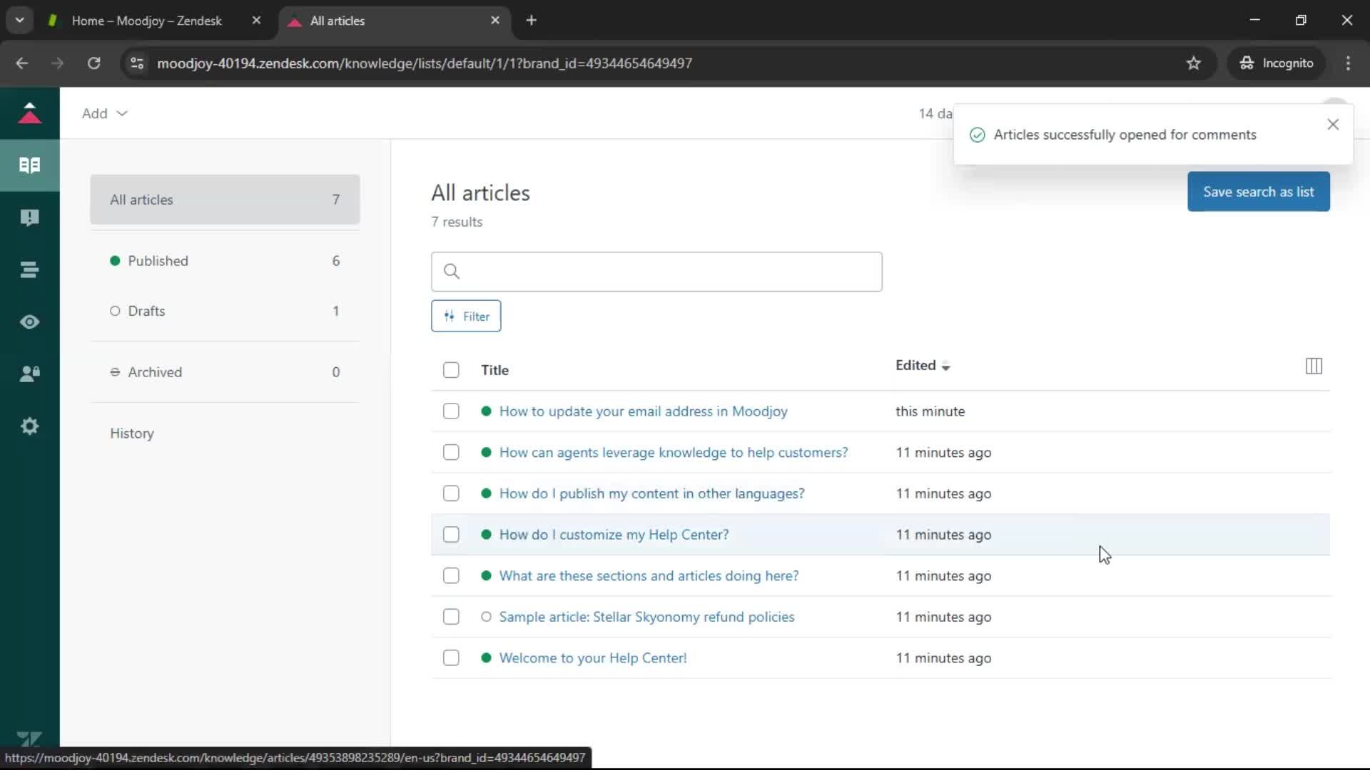 Creating a support article screenshot