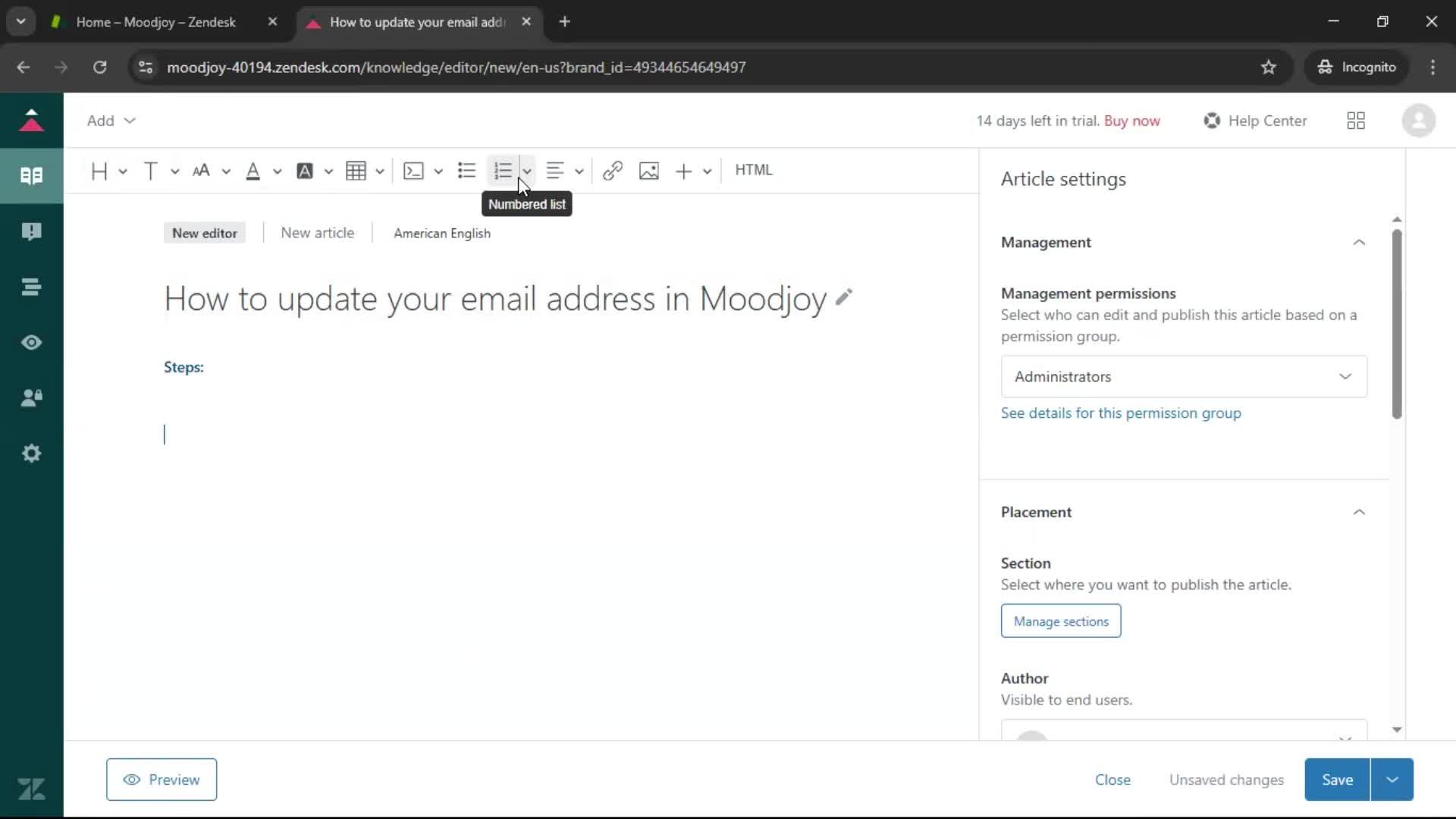 Creating a support article screenshot