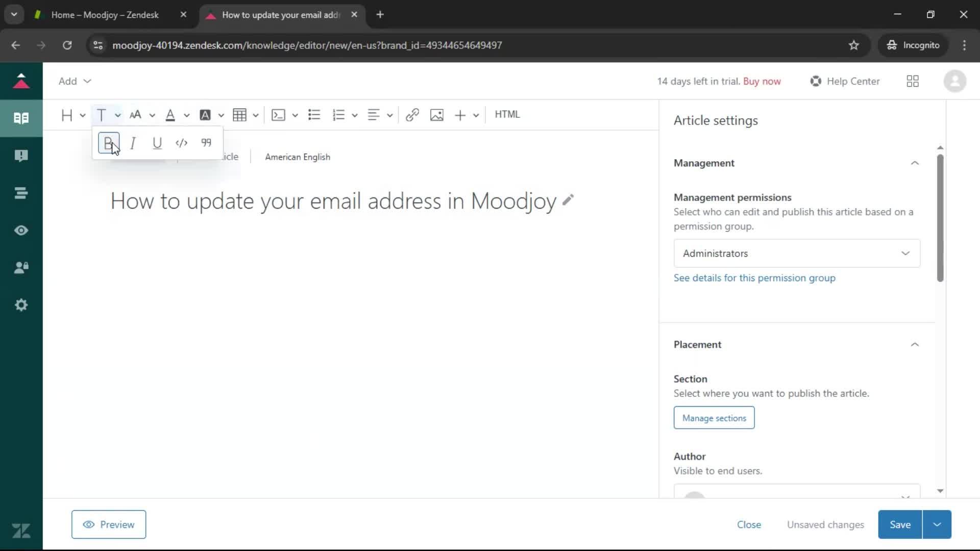 Creating a support article screenshot