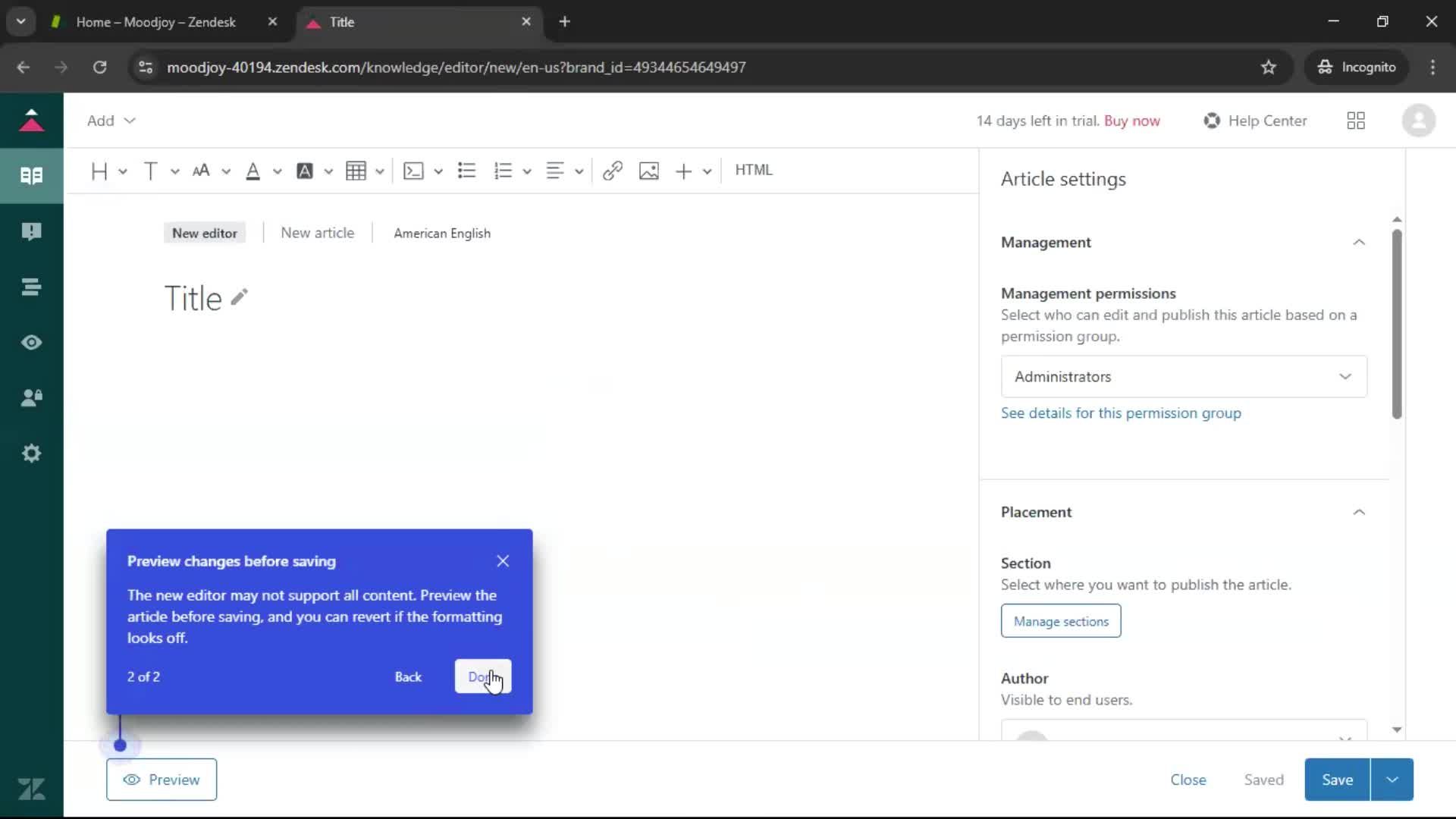 Creating a support article screenshot