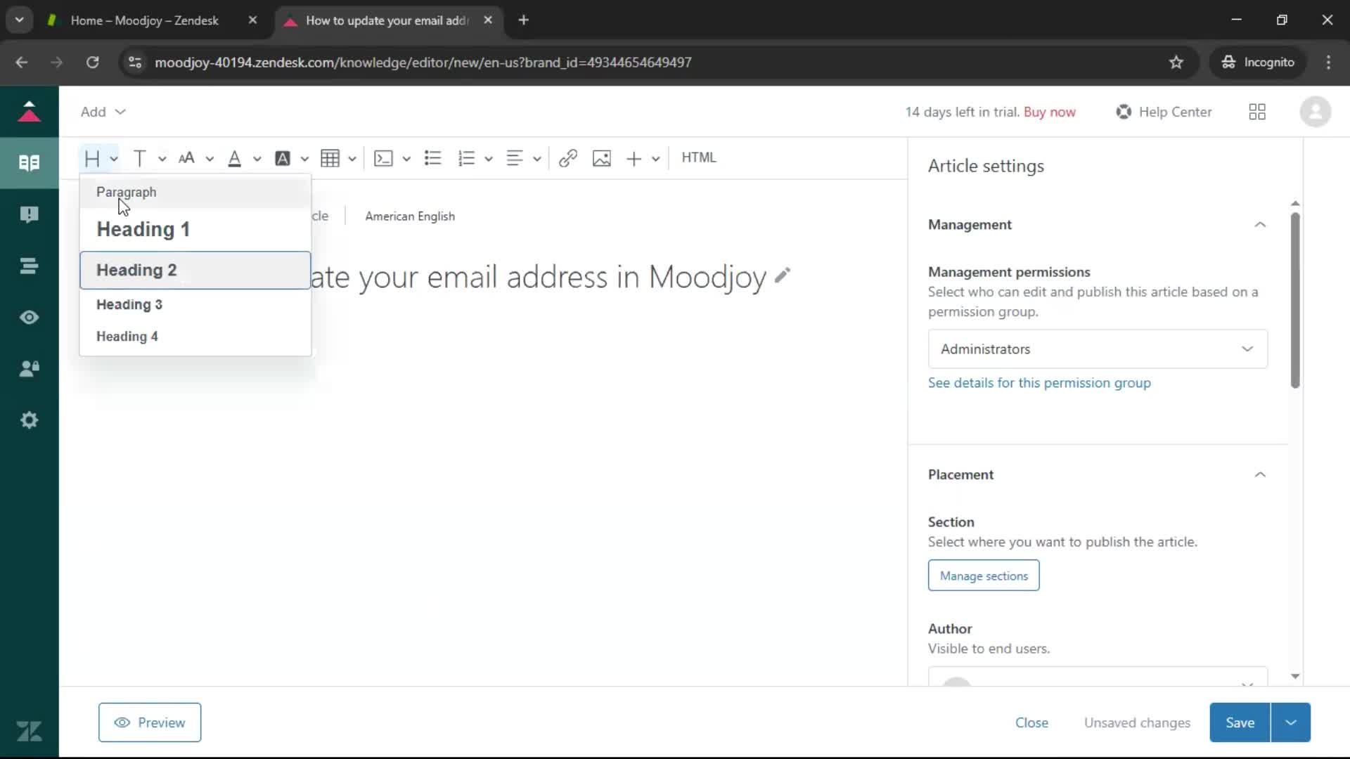 Creating a support article screenshot