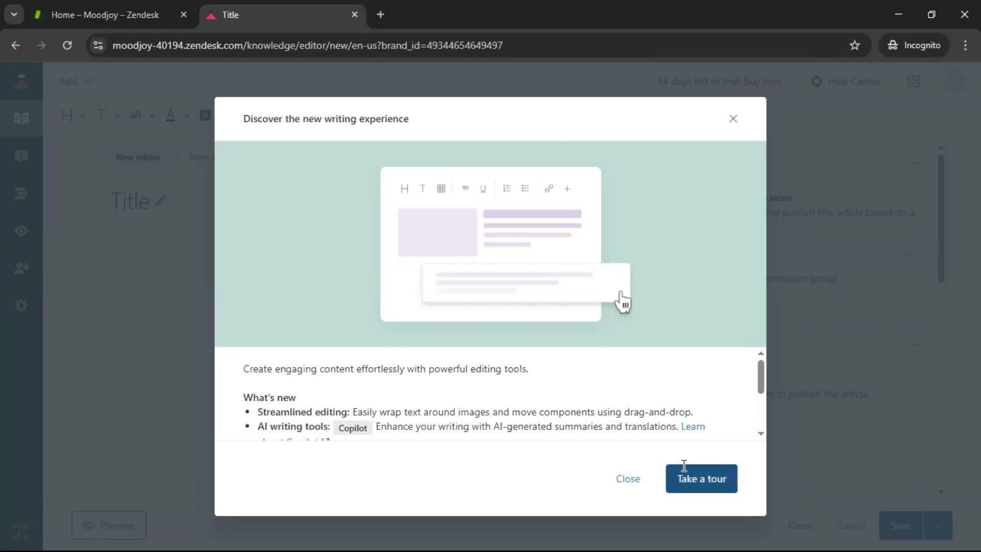 Creating a support article screenshot