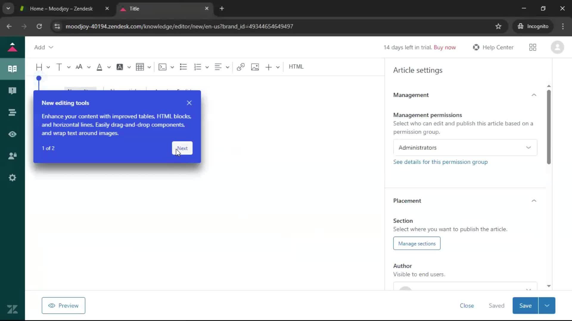 Creating a support article screenshot
