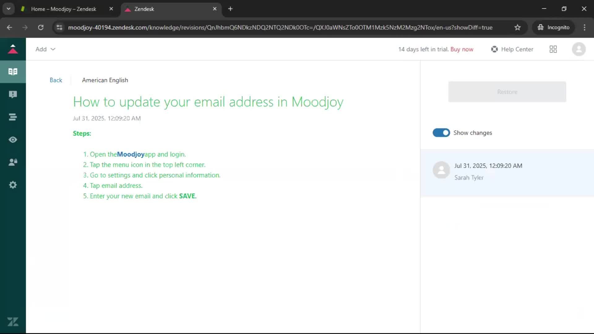 Creating a support article screenshot