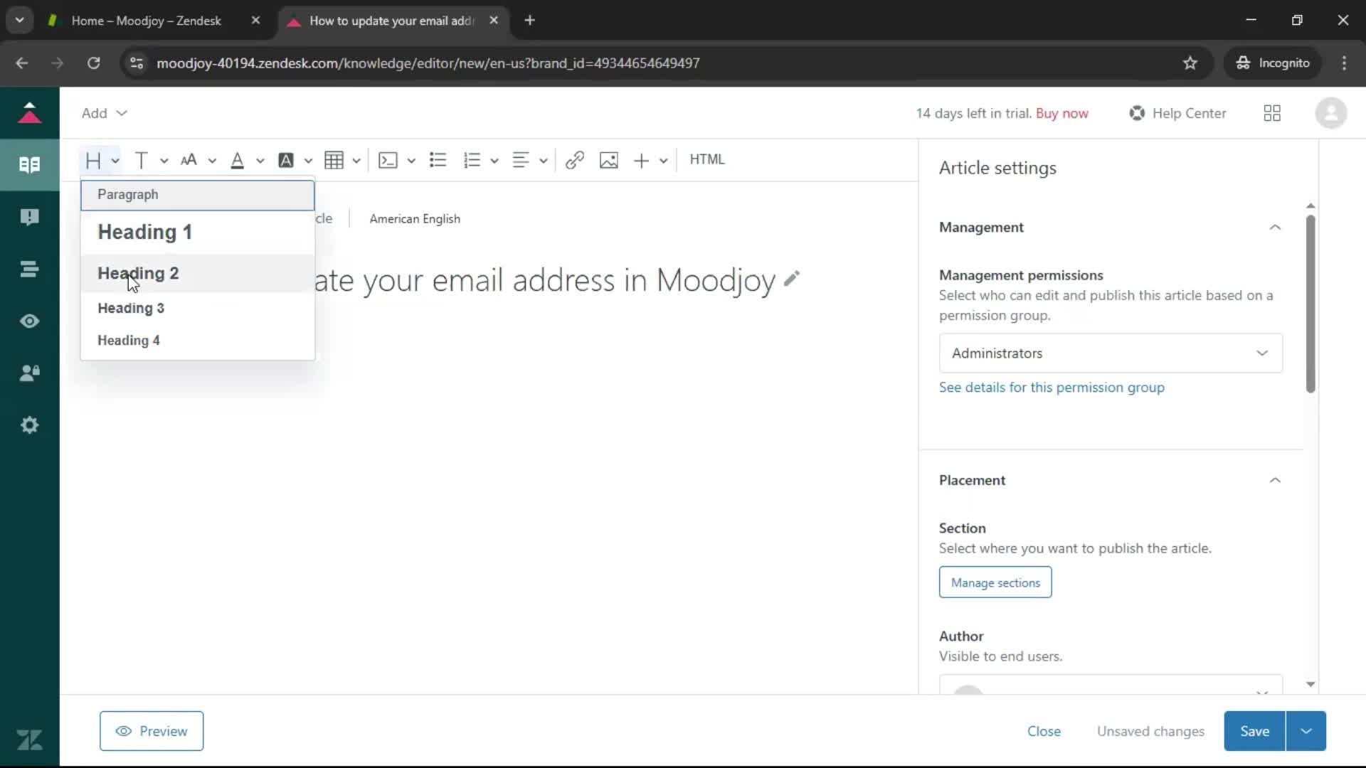 Creating a support article screenshot