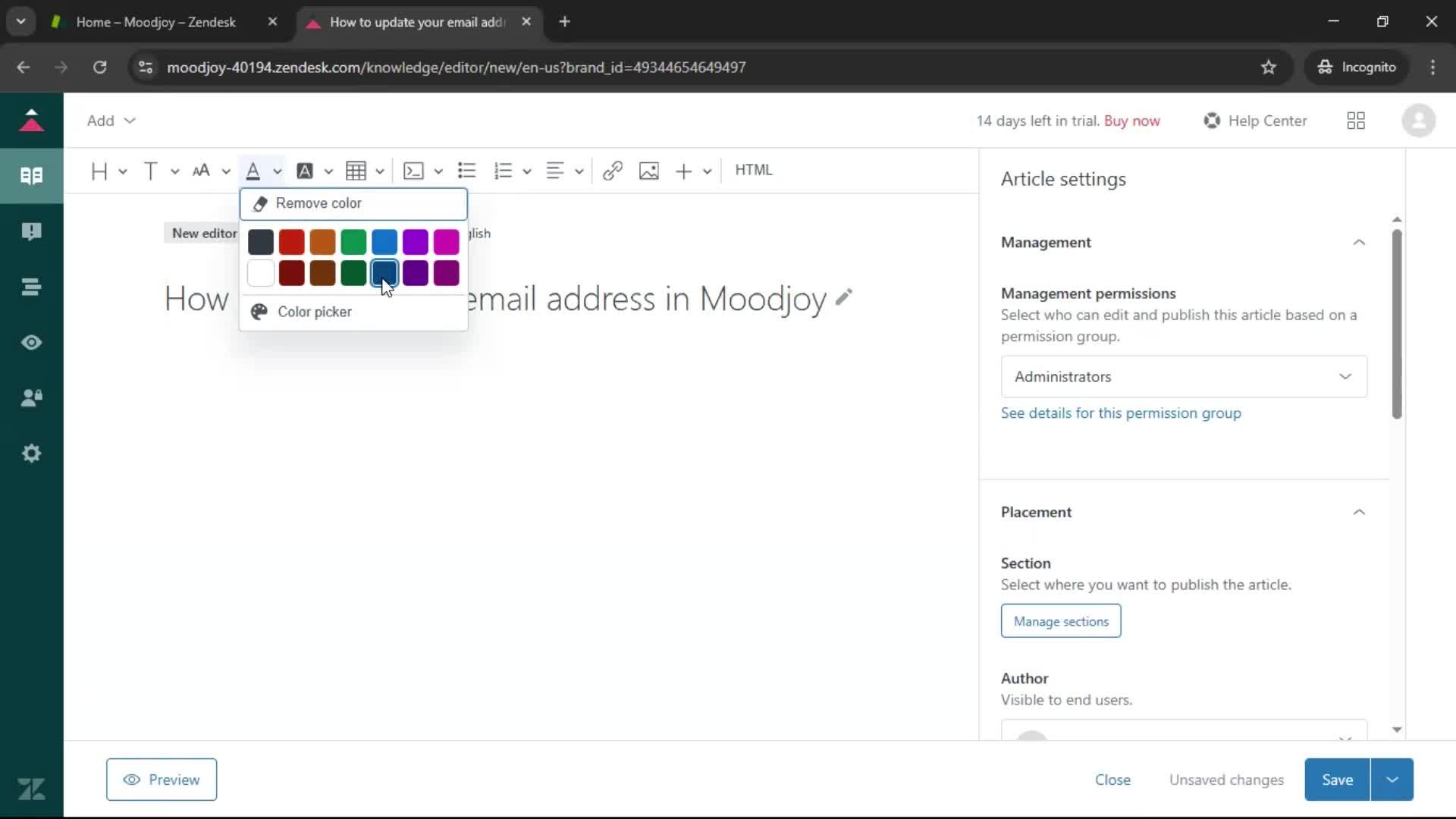 Creating a support article screenshot