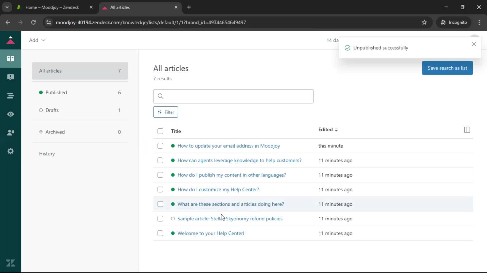 Creating a support article screenshot