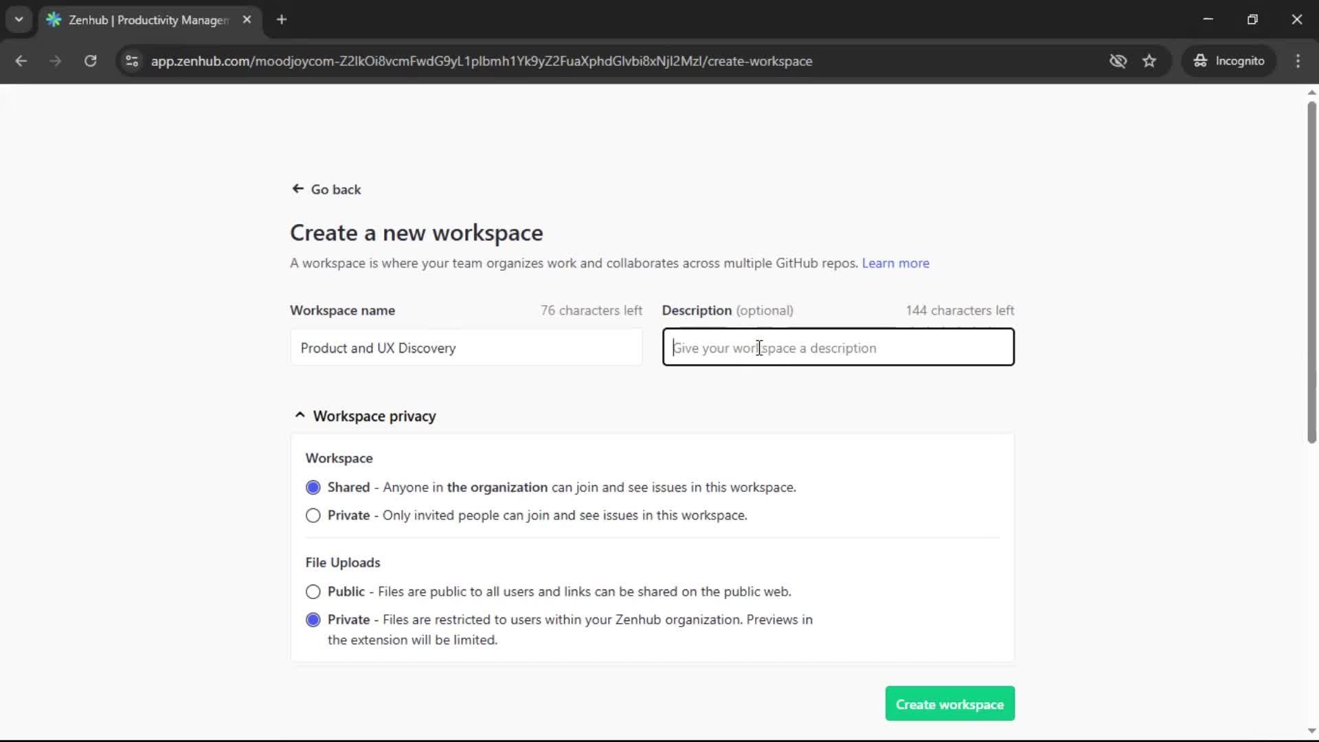 Creating a workspace screenshot