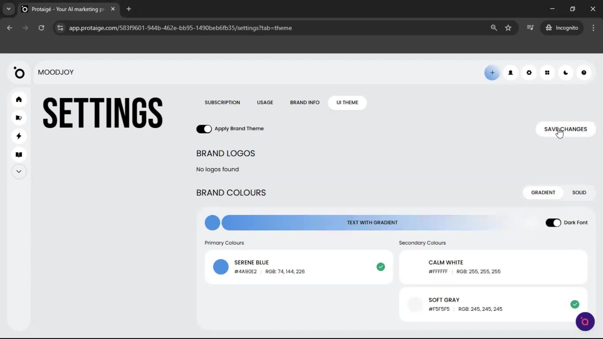 Customization settings screenshot