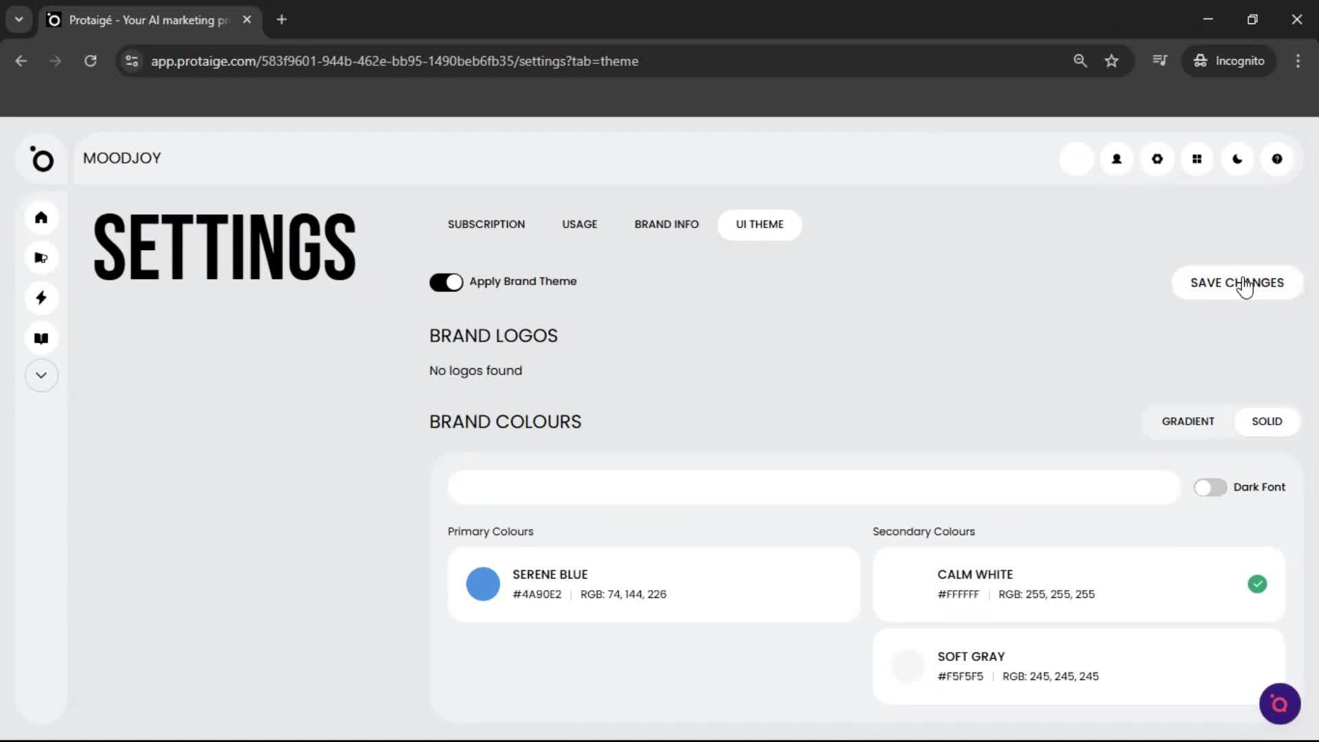 Customization settings screenshot