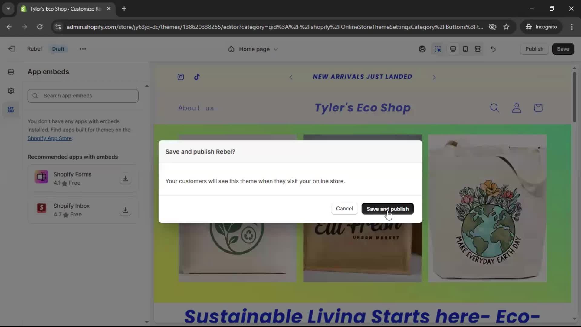 Customization settings screenshot