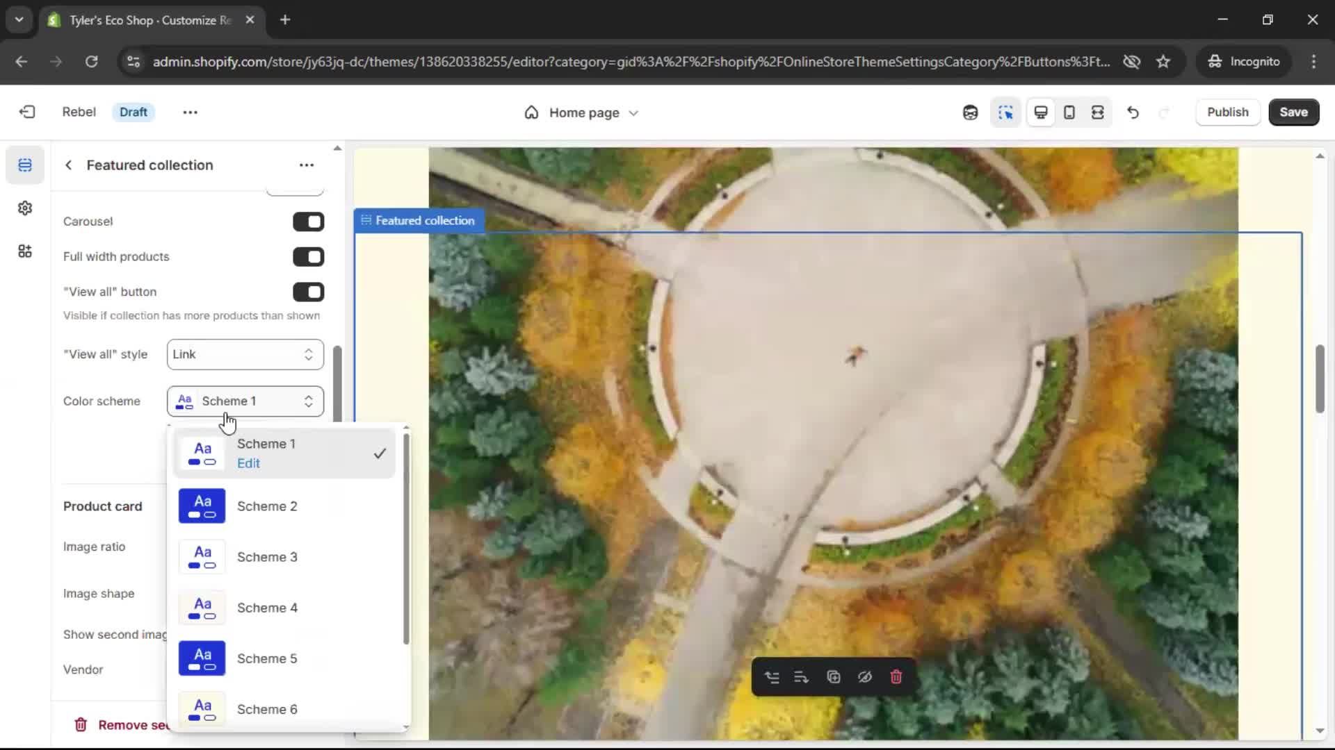 Customization settings screenshot