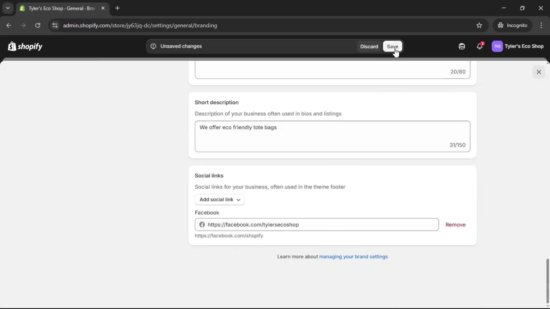 Customization settings screenshot