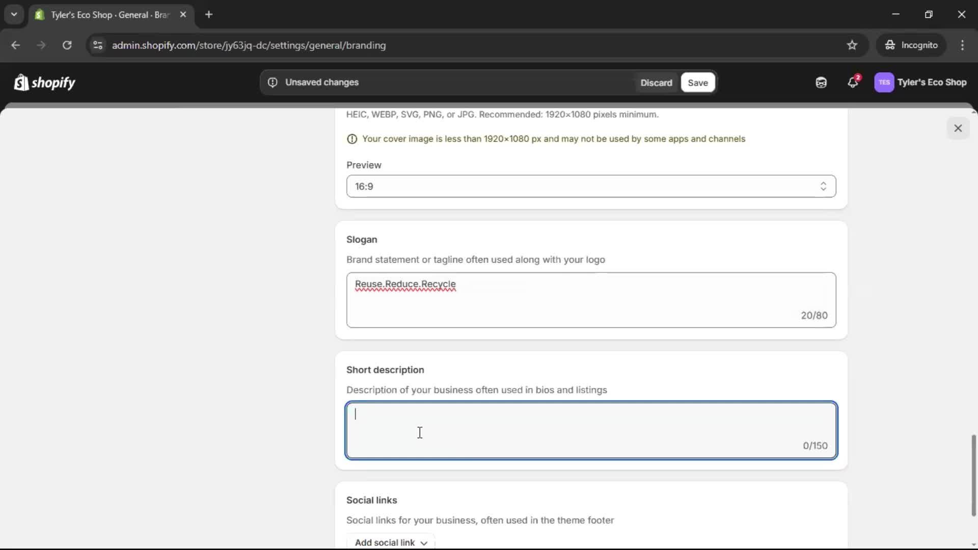 Customization settings screenshot