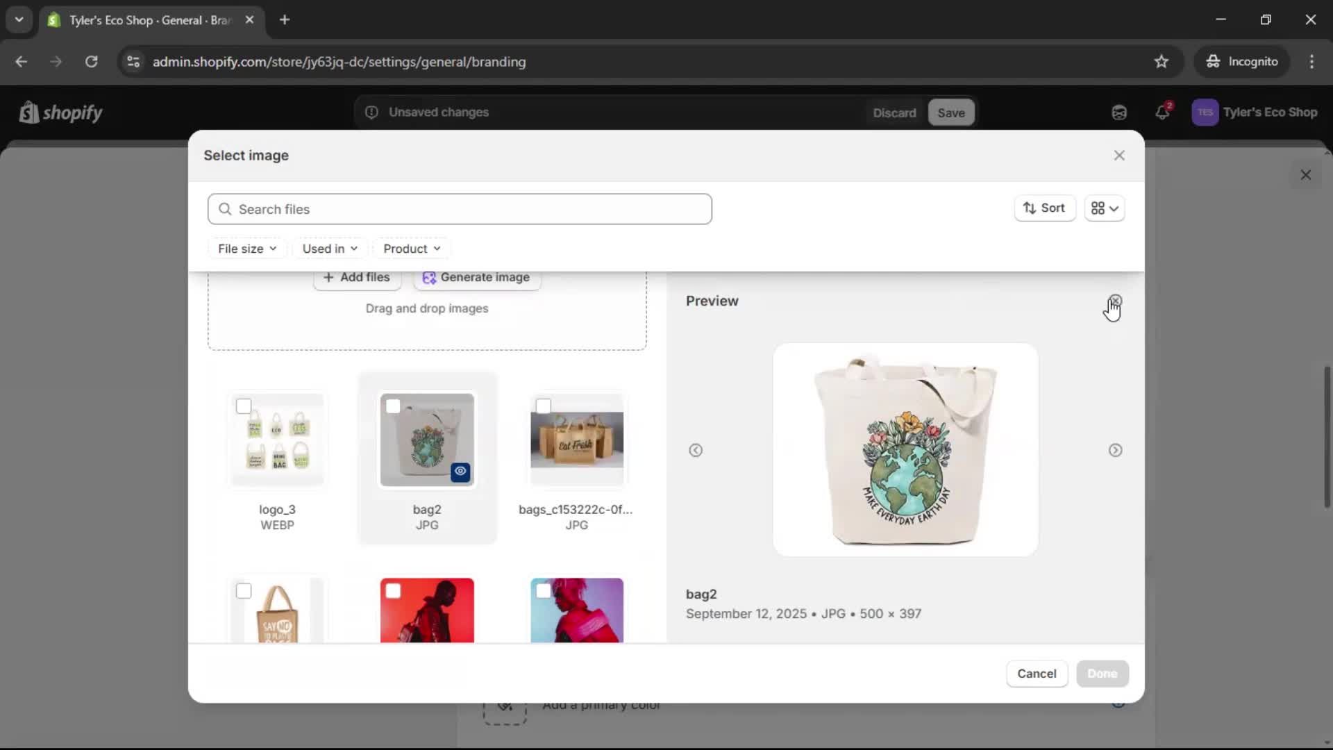Customization settings screenshot