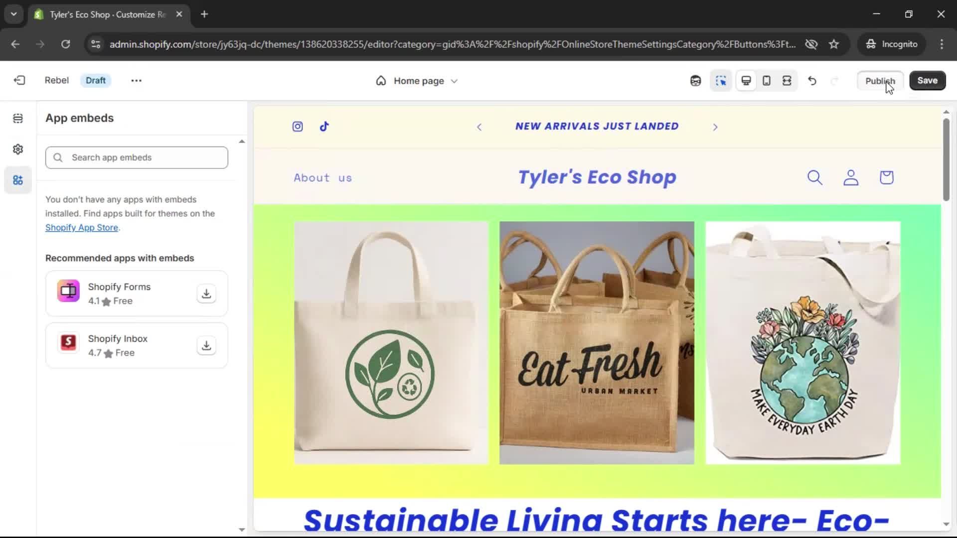 Customization settings screenshot