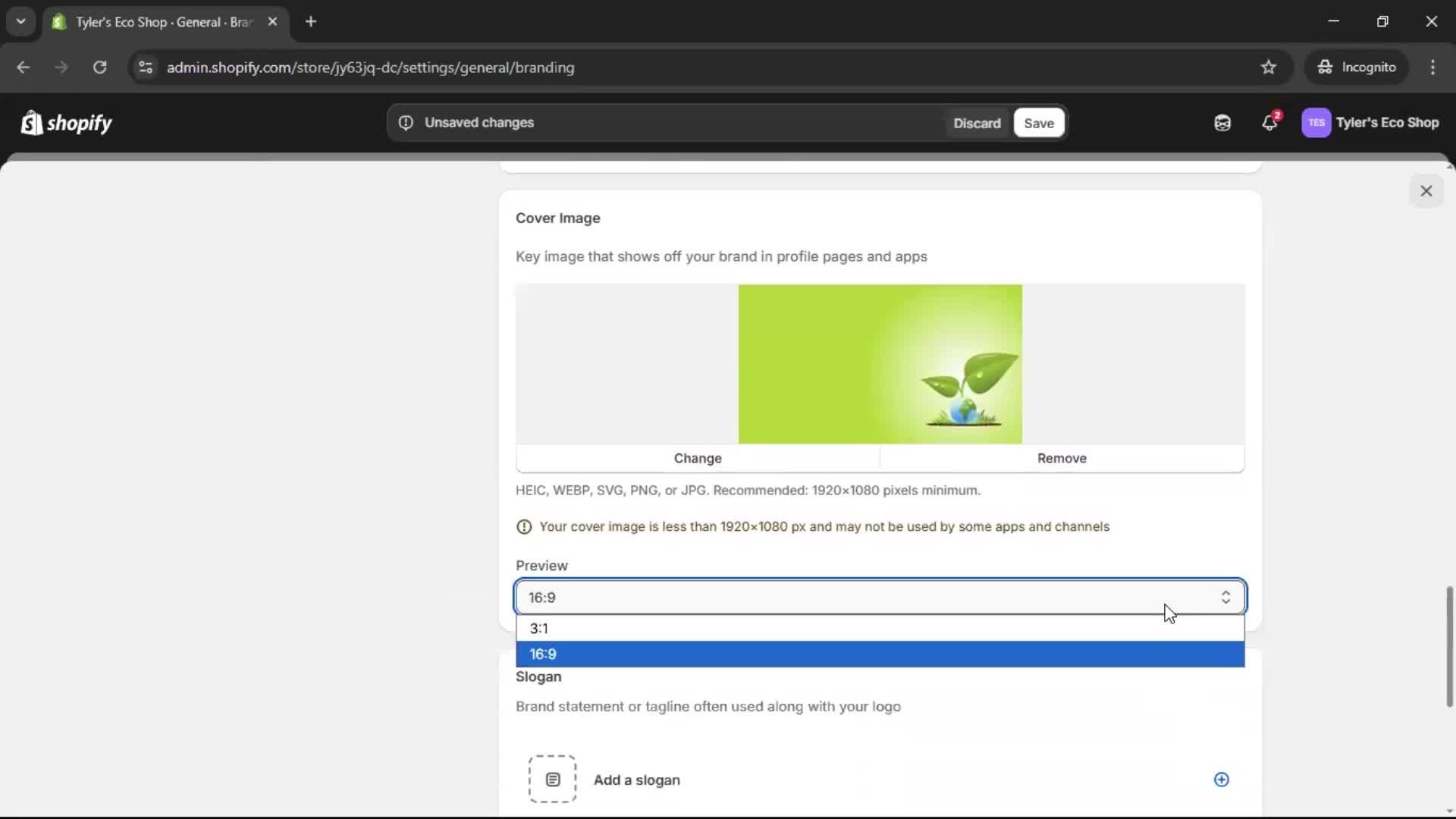 Customization settings screenshot