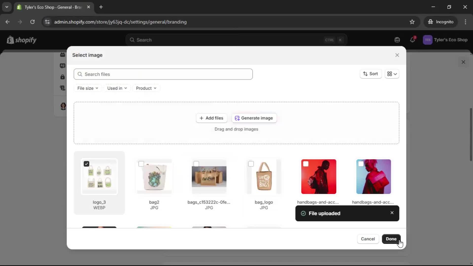 Customization settings screenshot