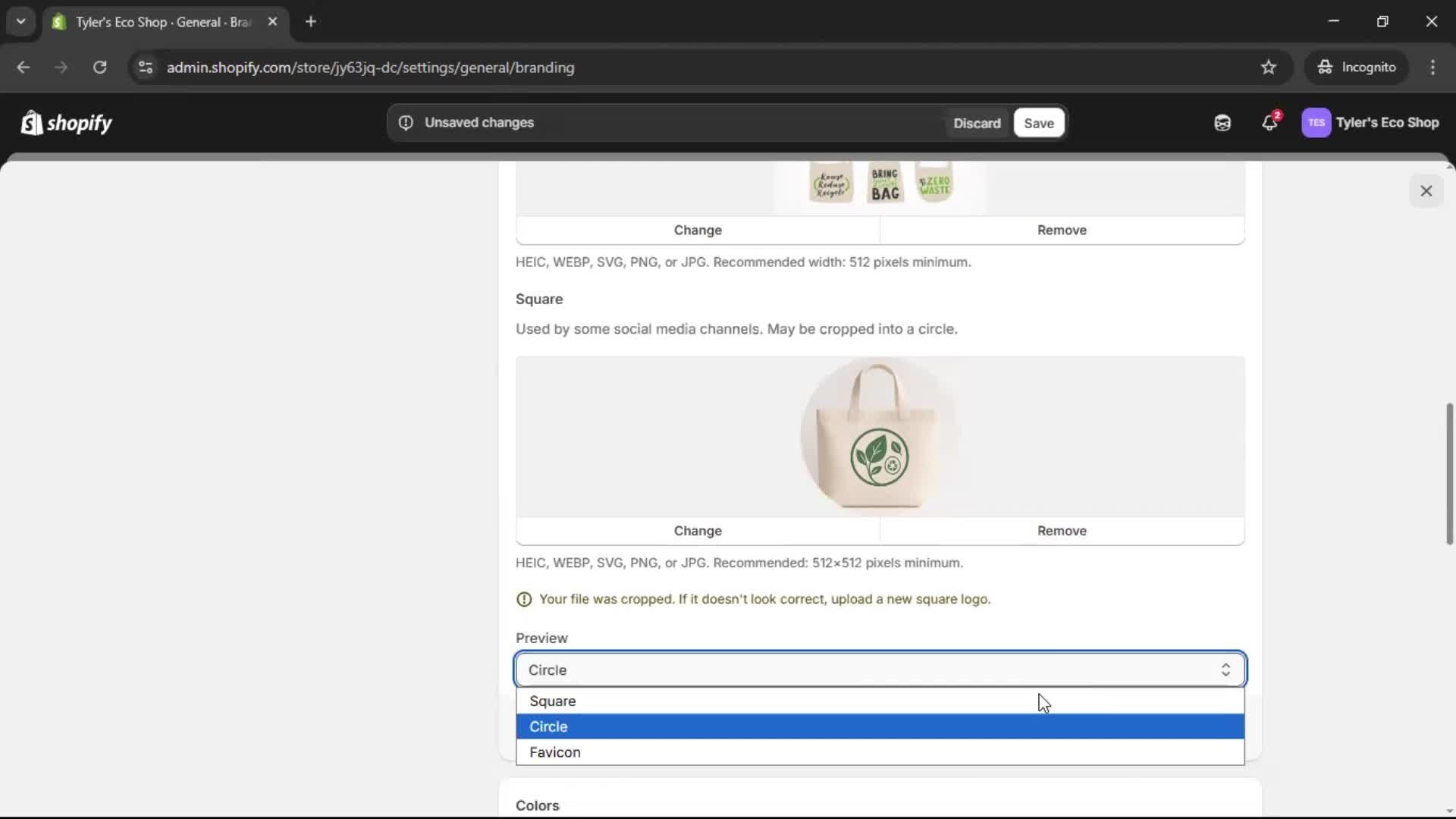 Customization settings screenshot