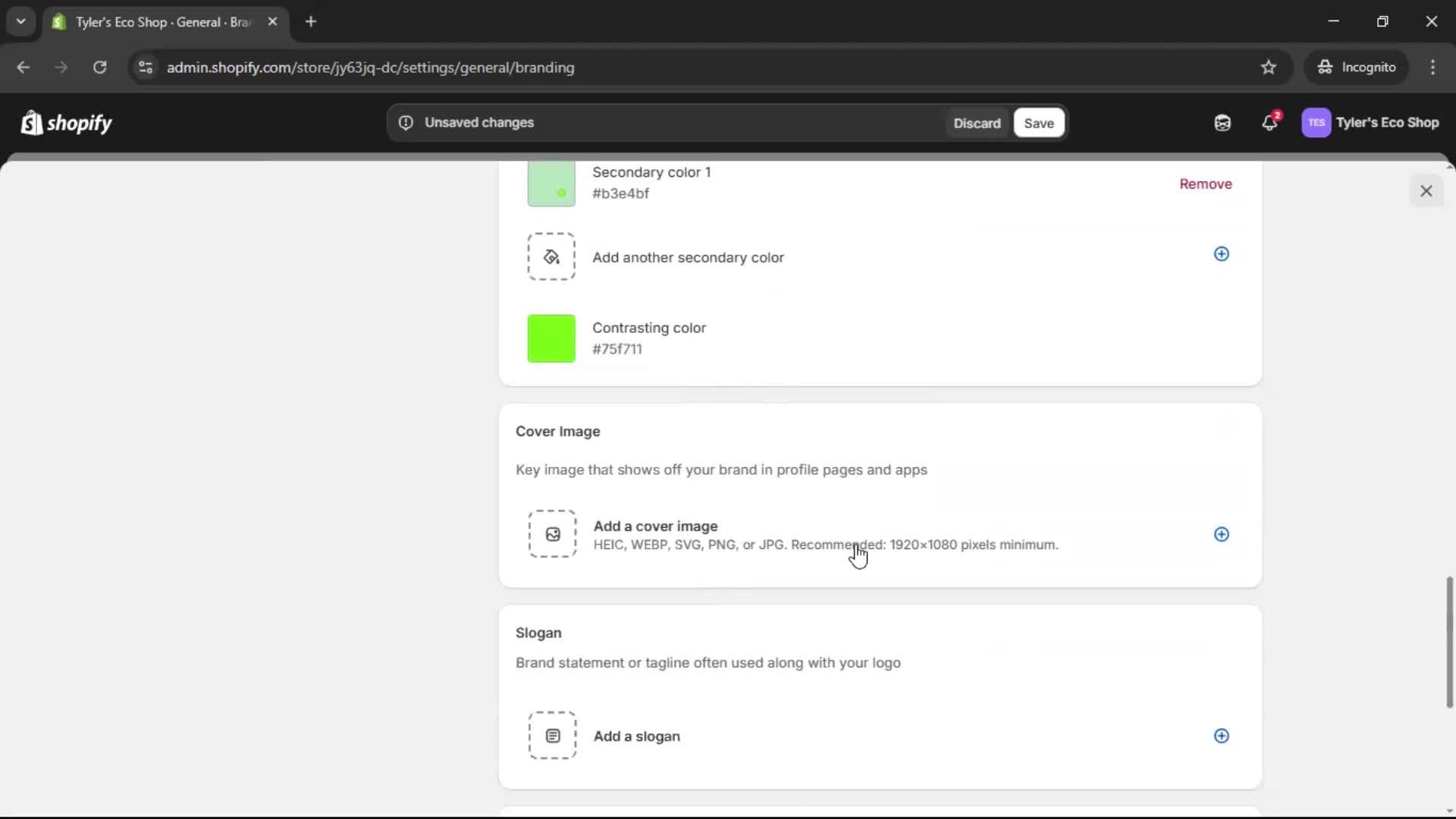 Customization settings screenshot