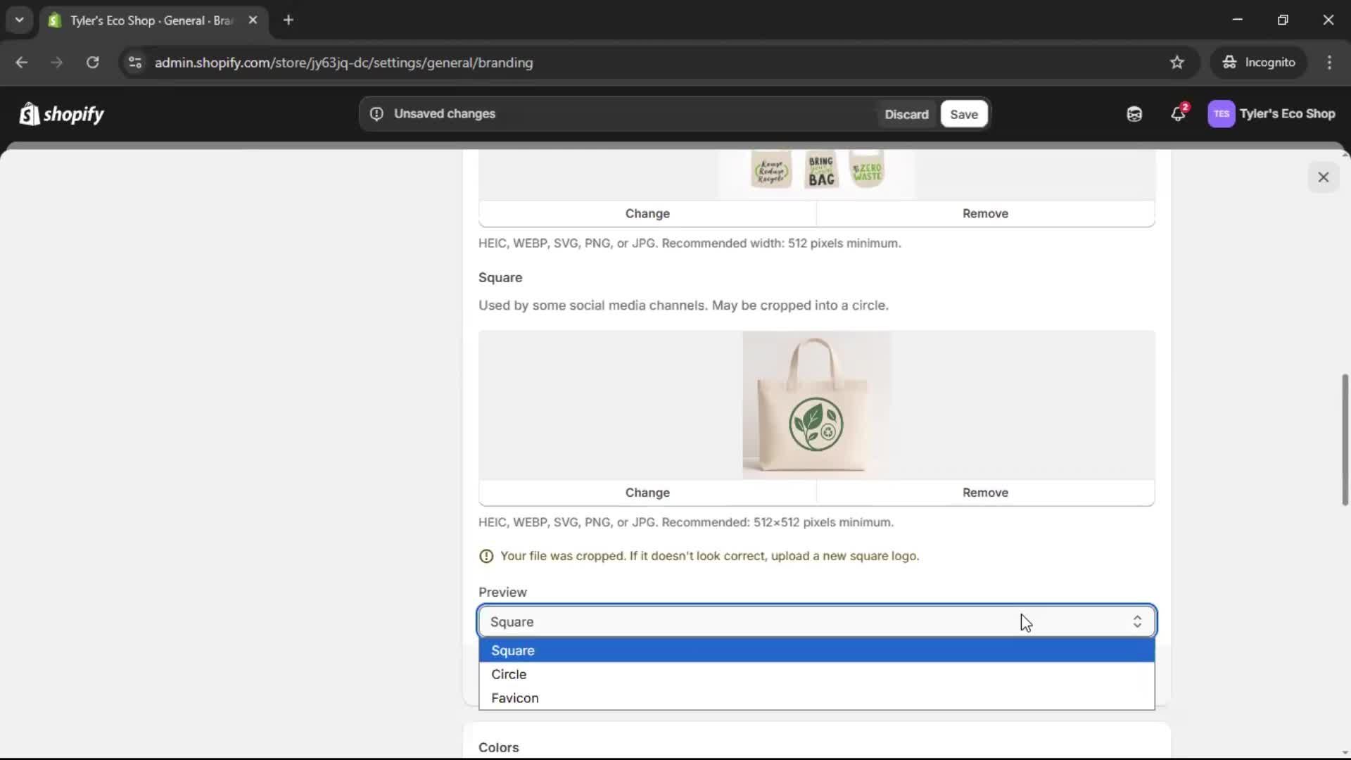 Customization settings screenshot