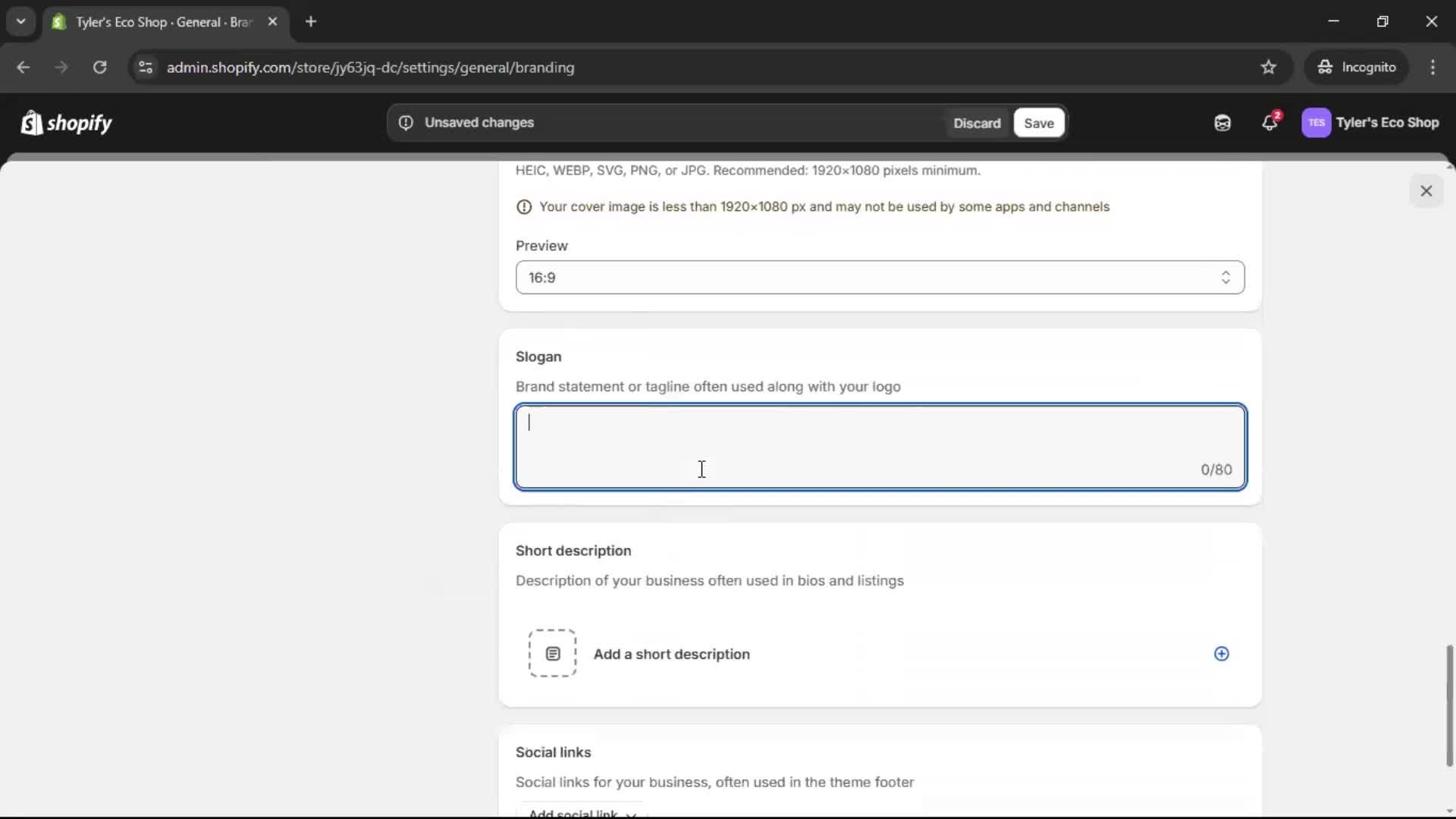 Customization settings screenshot