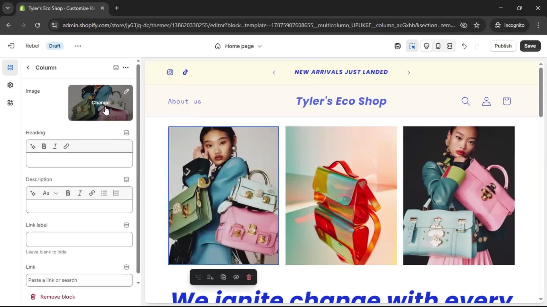 Customization settings screenshot