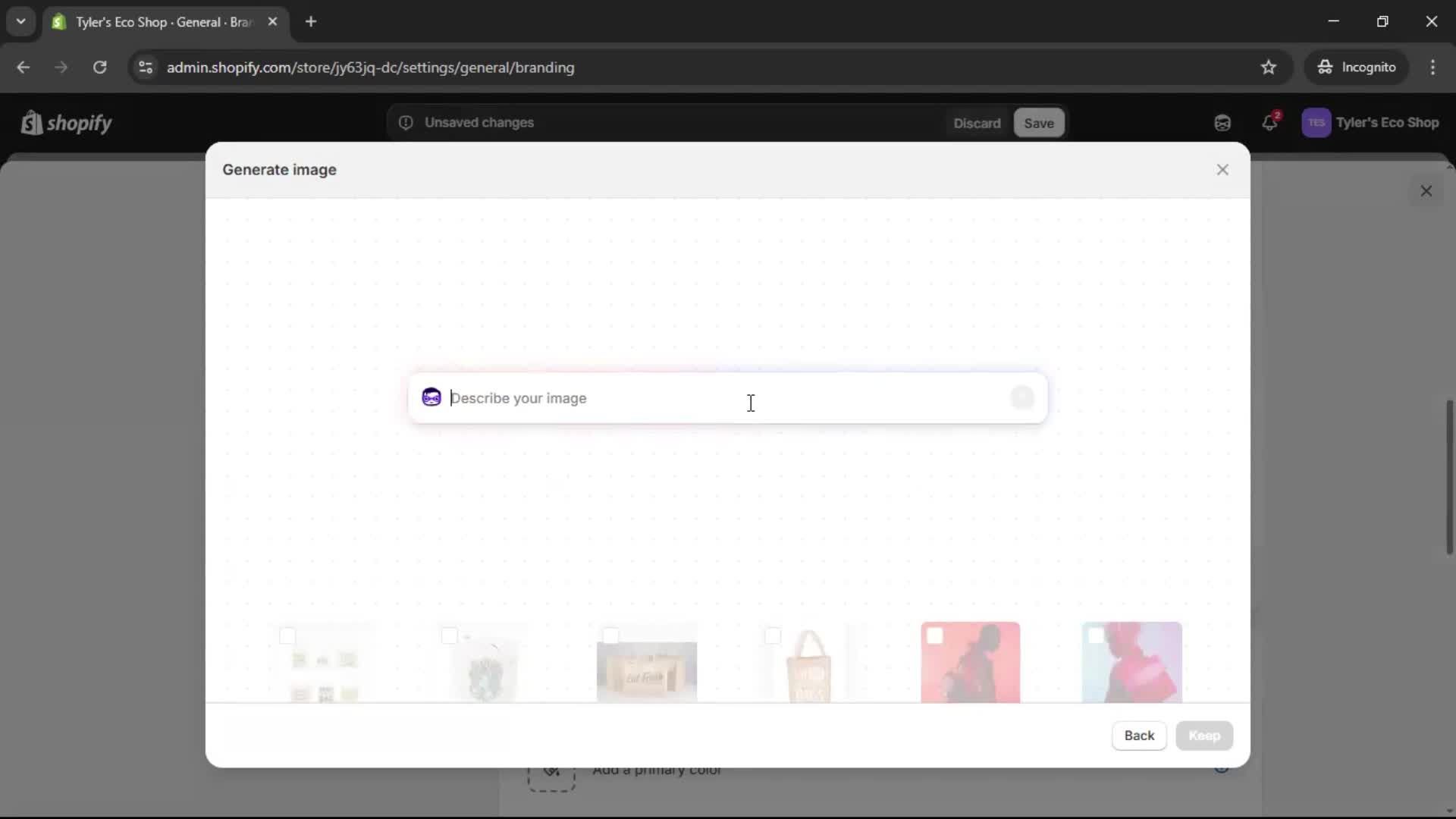 Customization settings screenshot