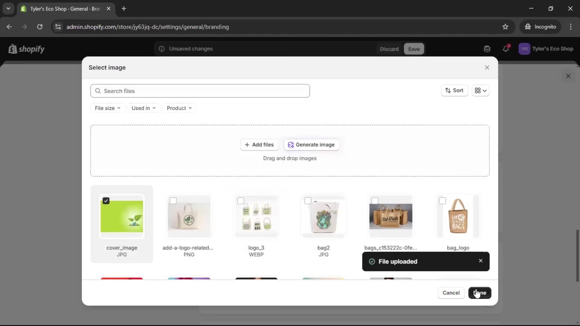Customization settings screenshot