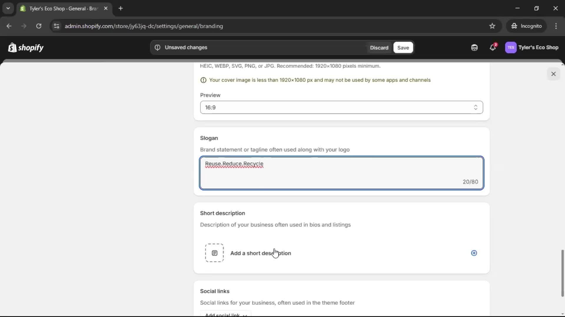Customization settings screenshot