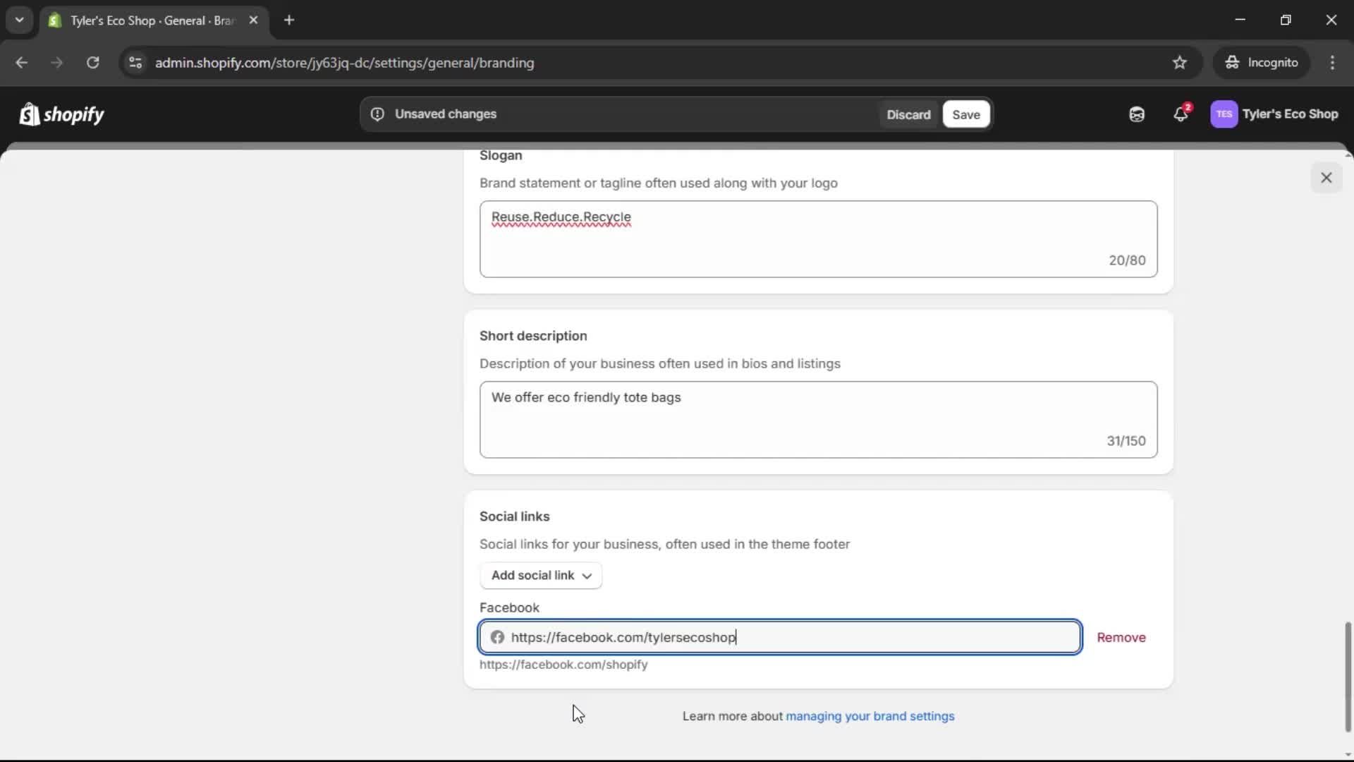Customization settings screenshot