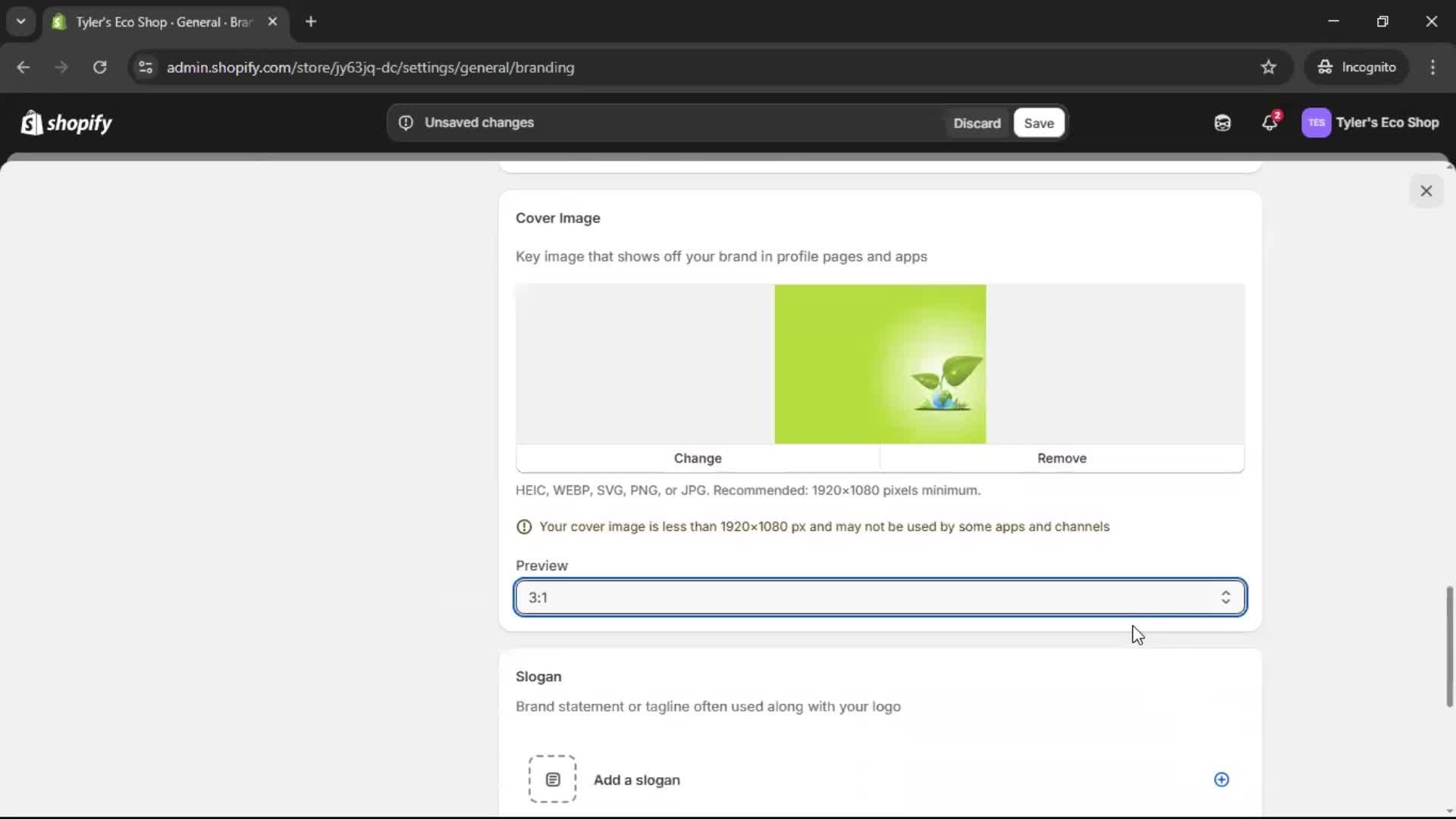 Customization settings screenshot