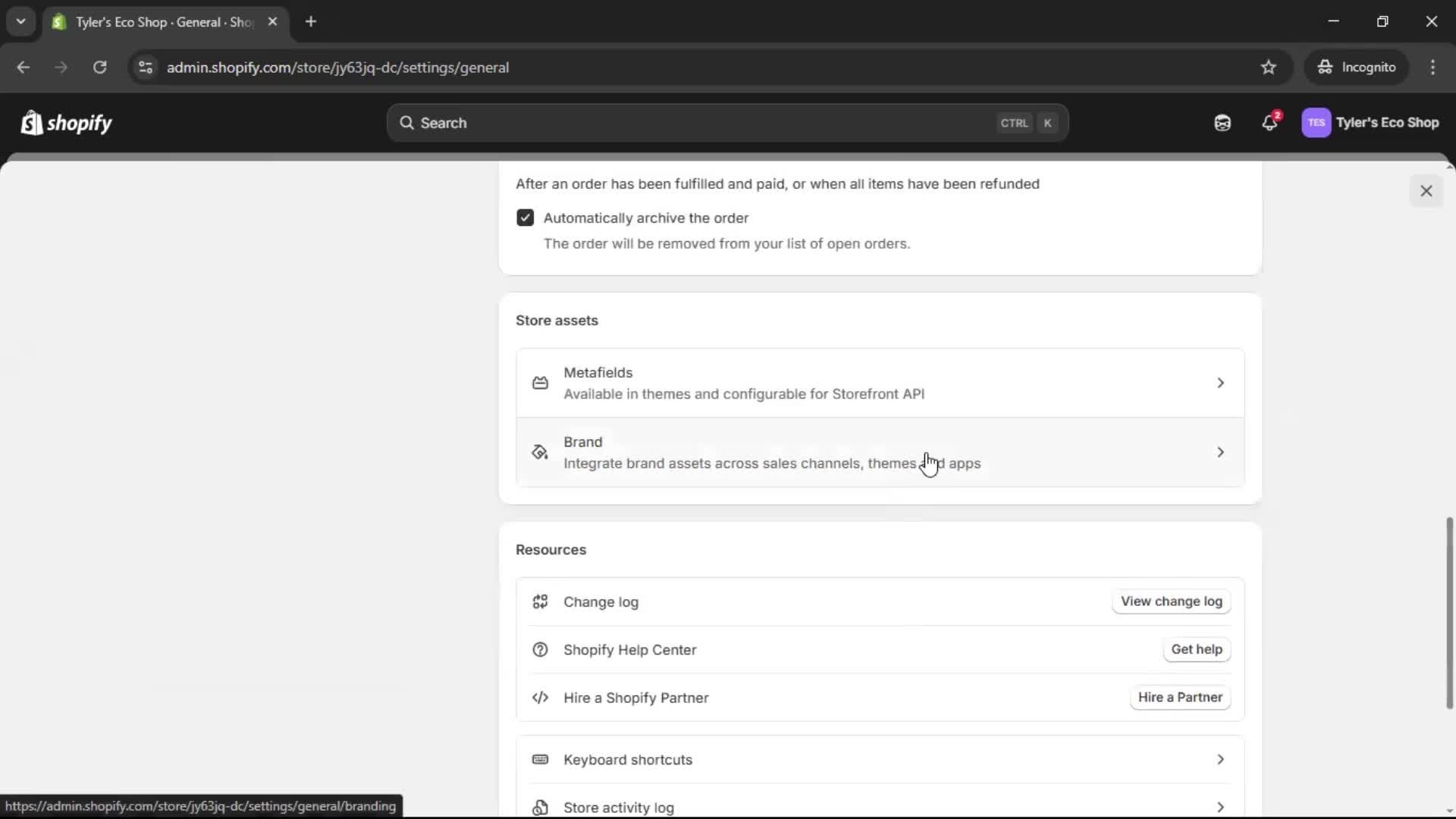 Customization settings on Shopify video thumbnail