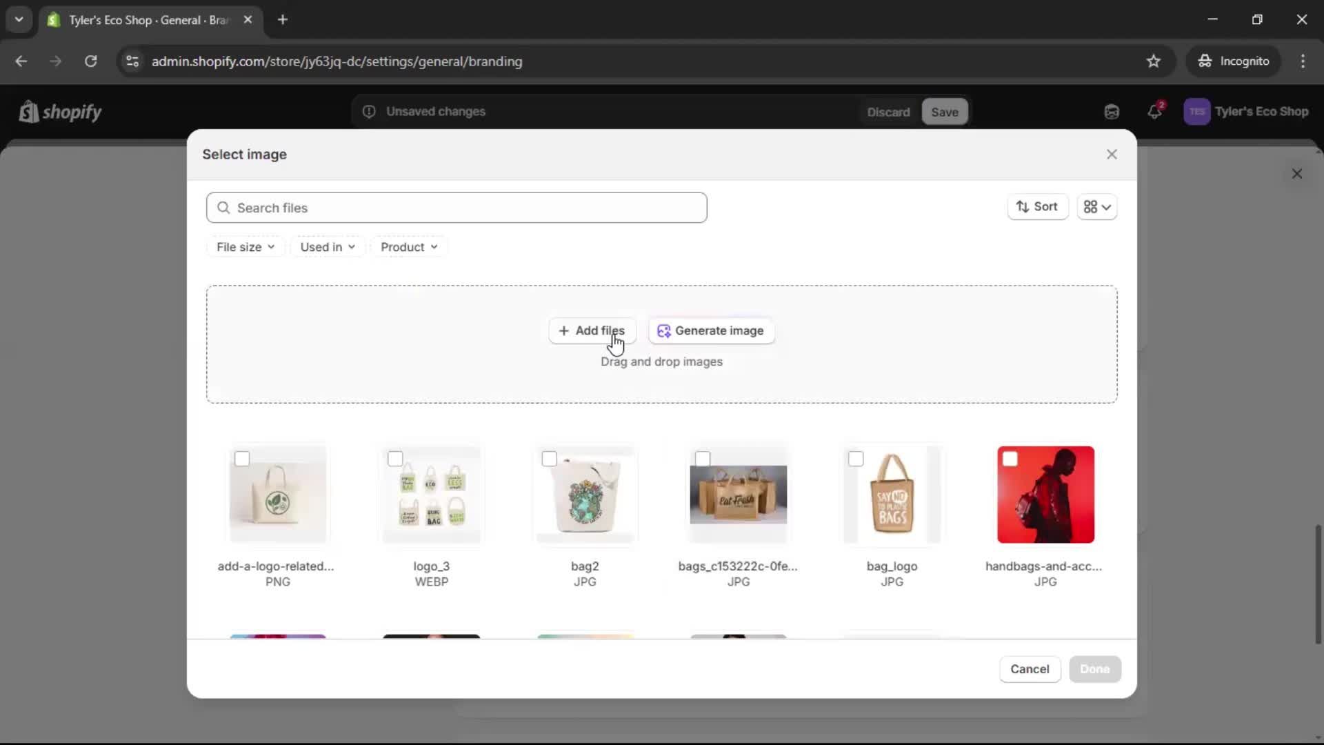 Customization settings screenshot