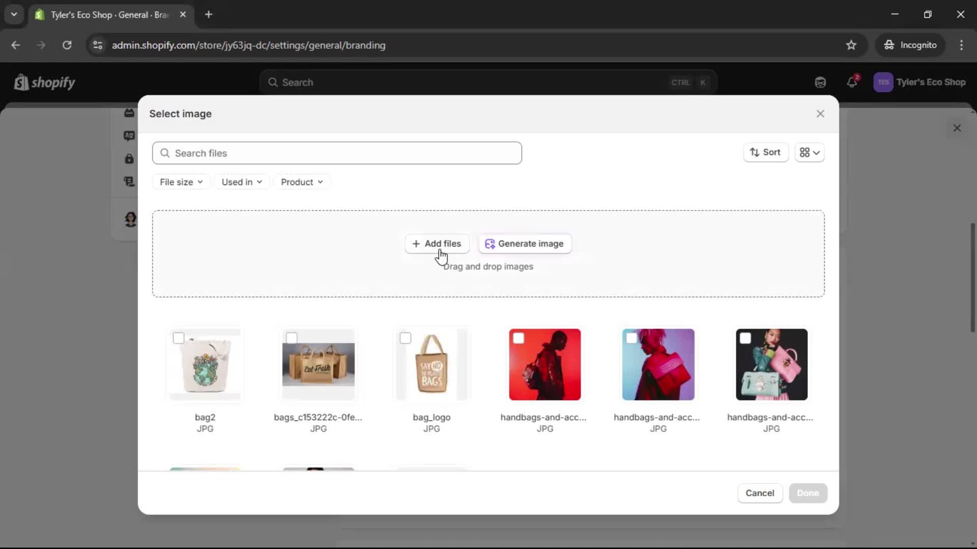Customization settings screenshot