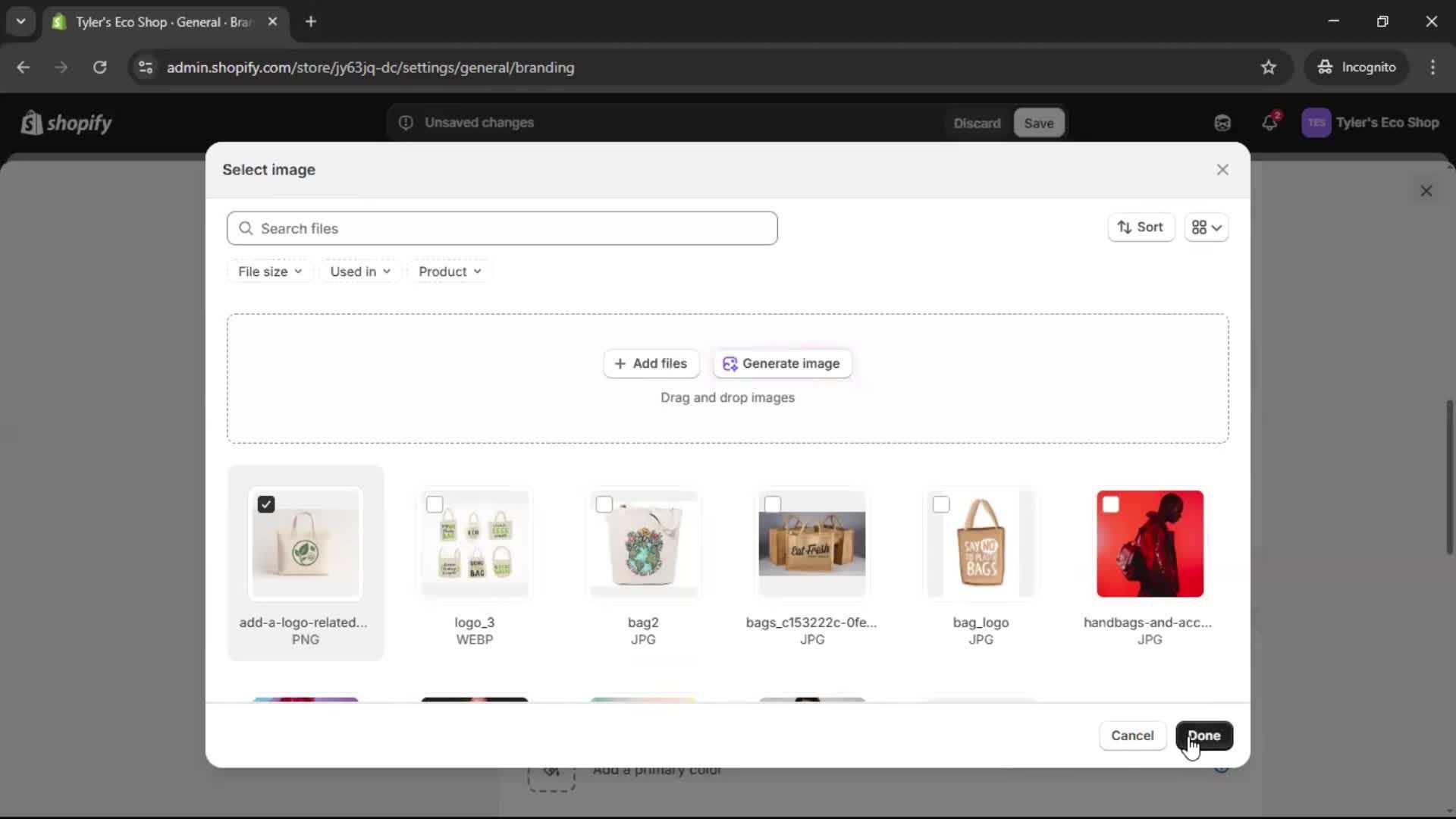 Customization settings screenshot