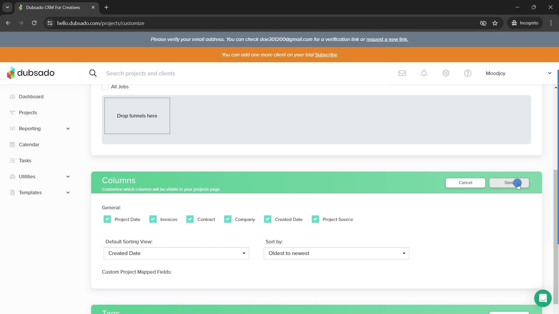 Customizing a project screenshot