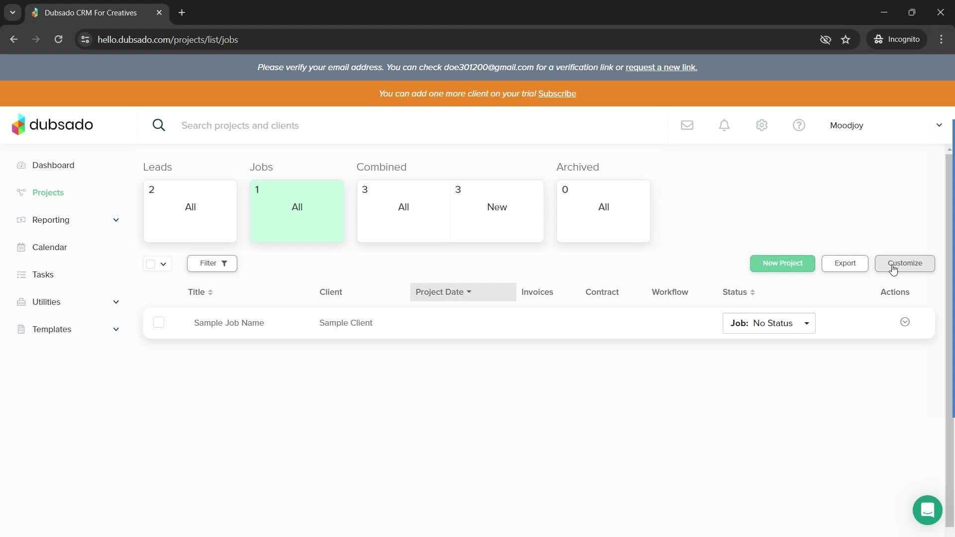 Customizing a project screenshot