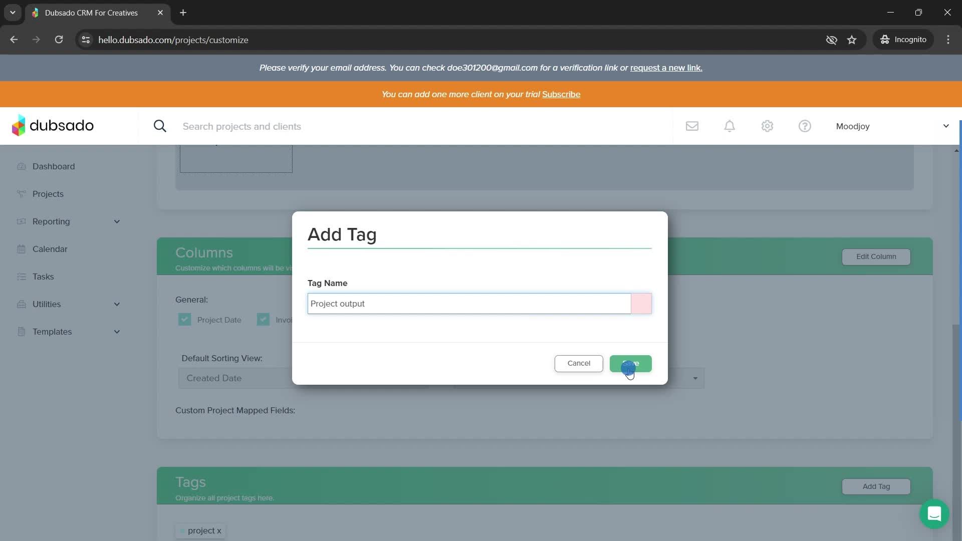 Customizing a project screenshot