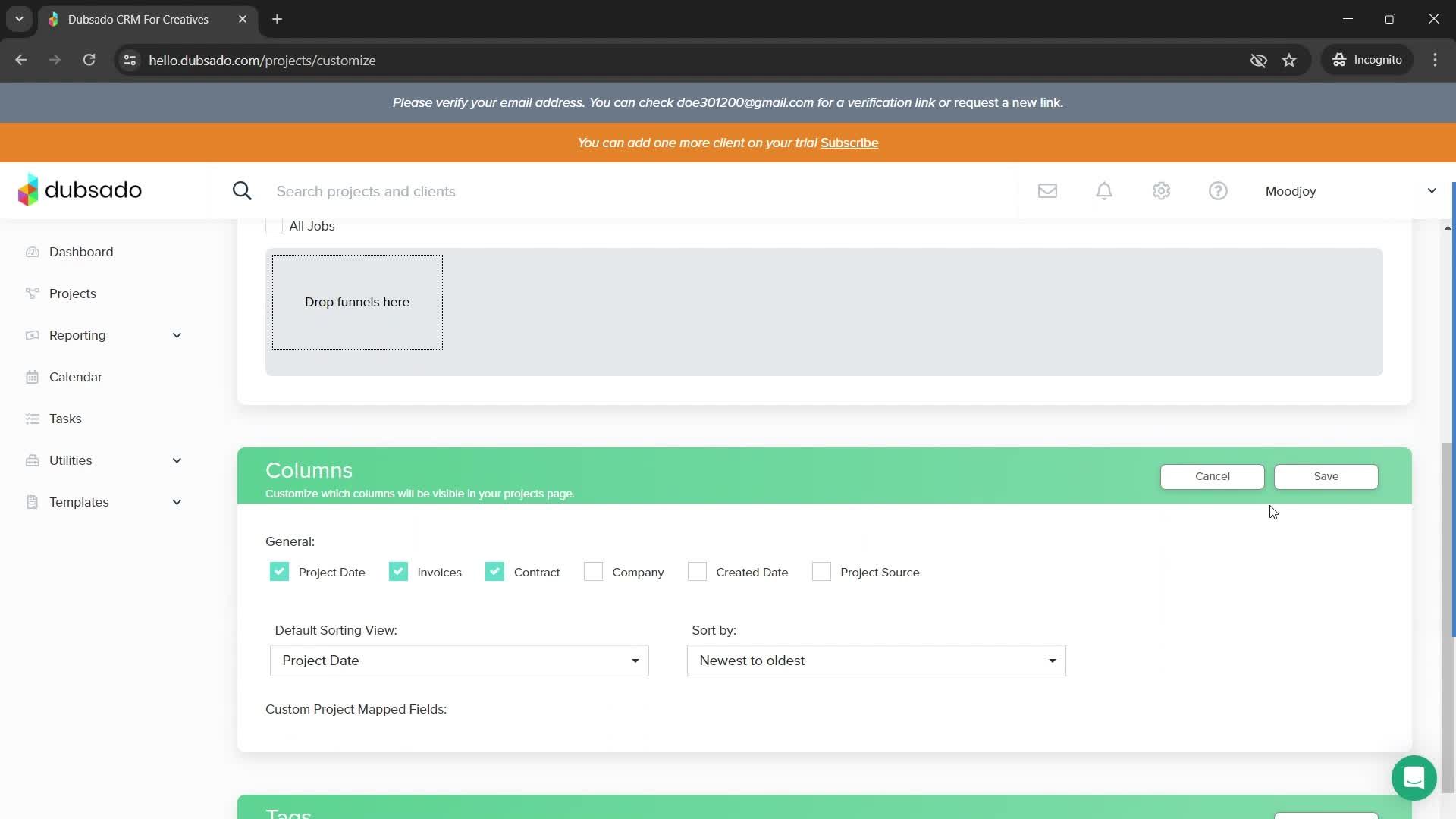 Customizing a project screenshot