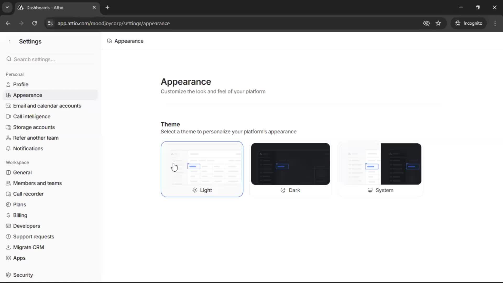 Customizing appearance screenshot