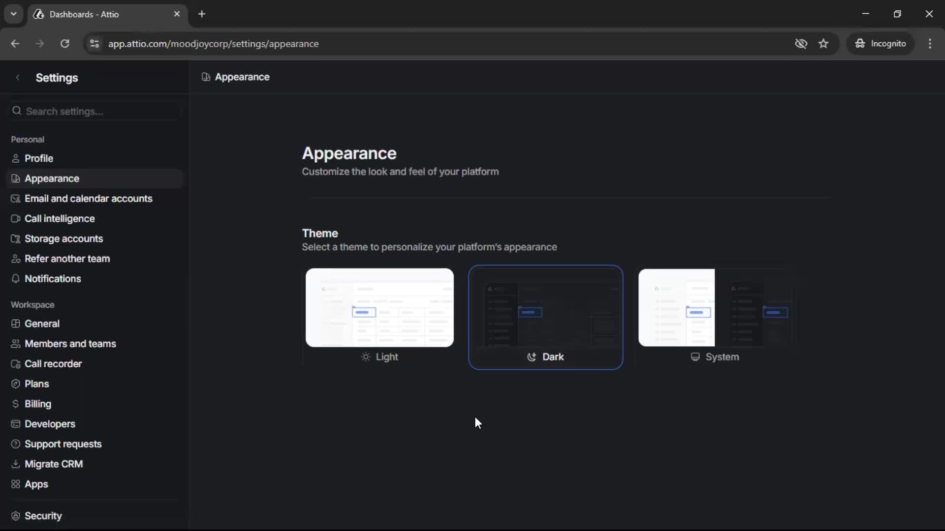 Customizing appearance screenshot