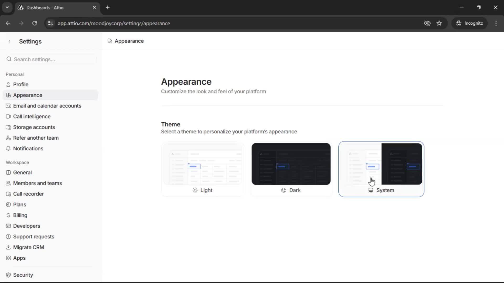 Customizing appearance screenshot