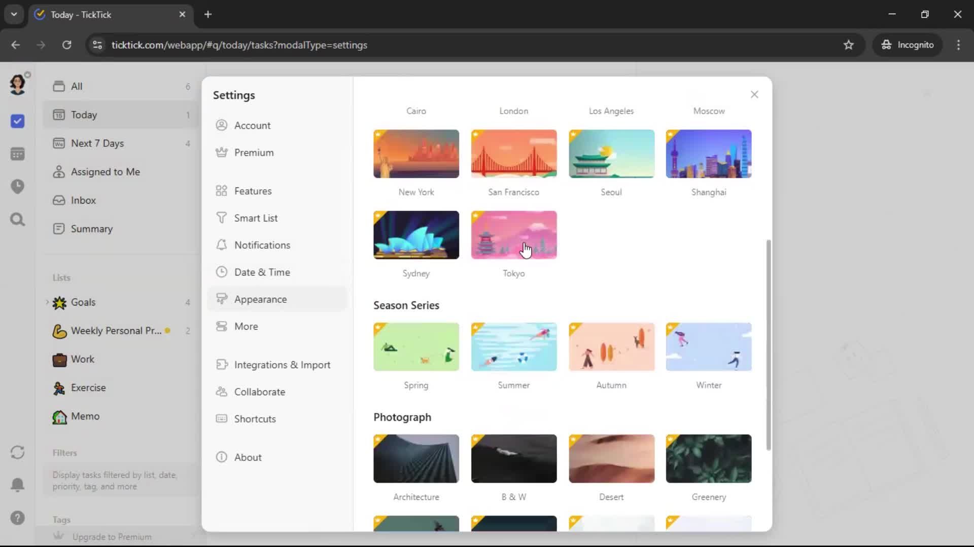 Customizing appearance screenshot