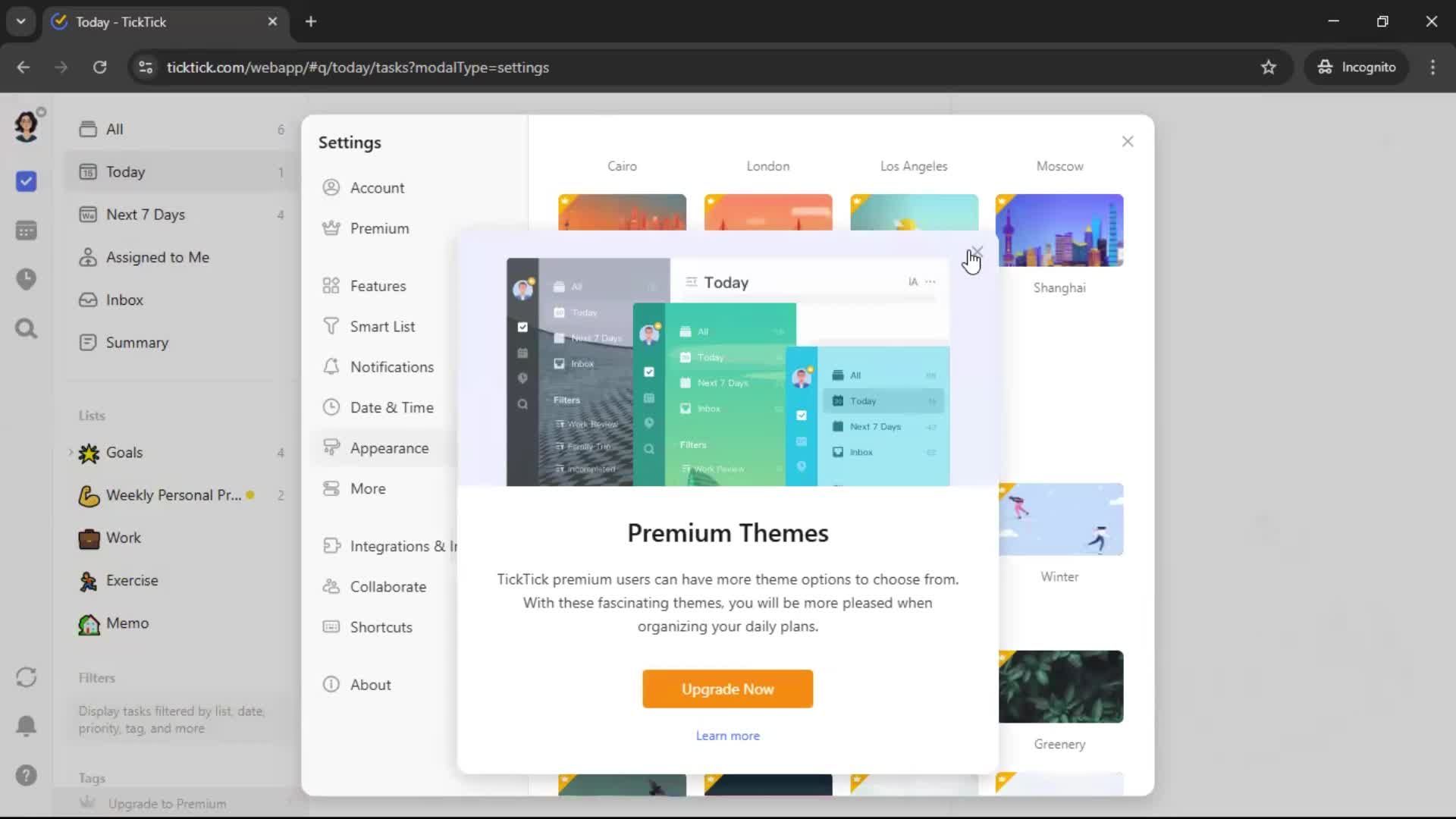 Customizing appearance screenshot