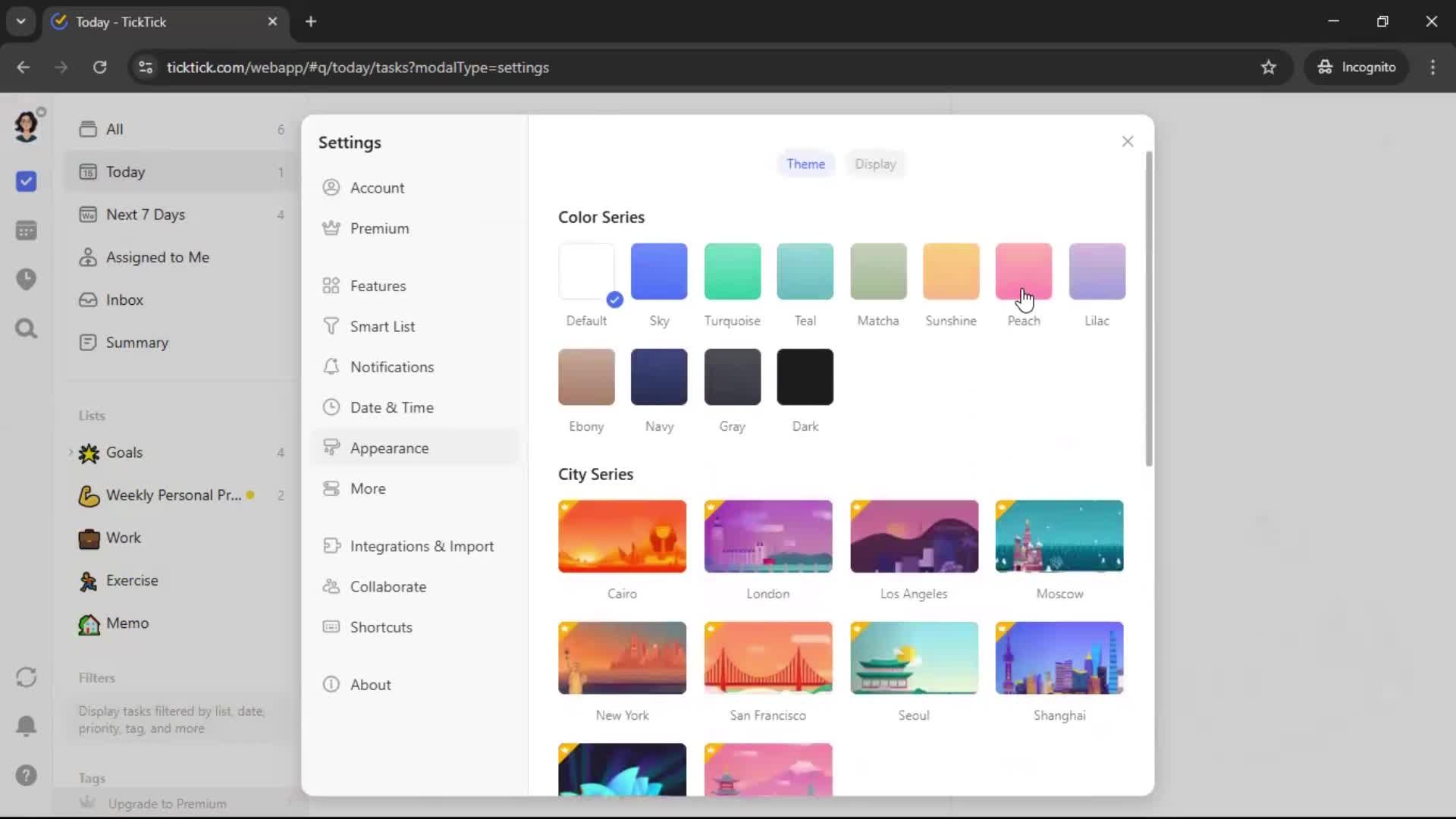 Customizing appearance screenshot