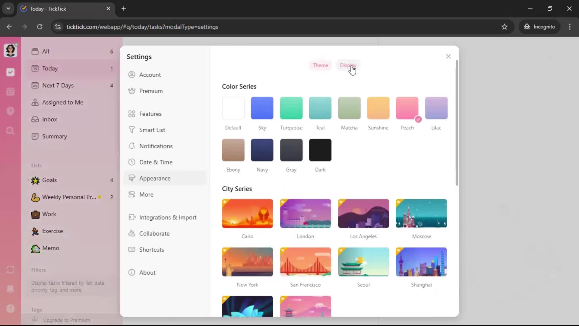Customizing appearance screenshot